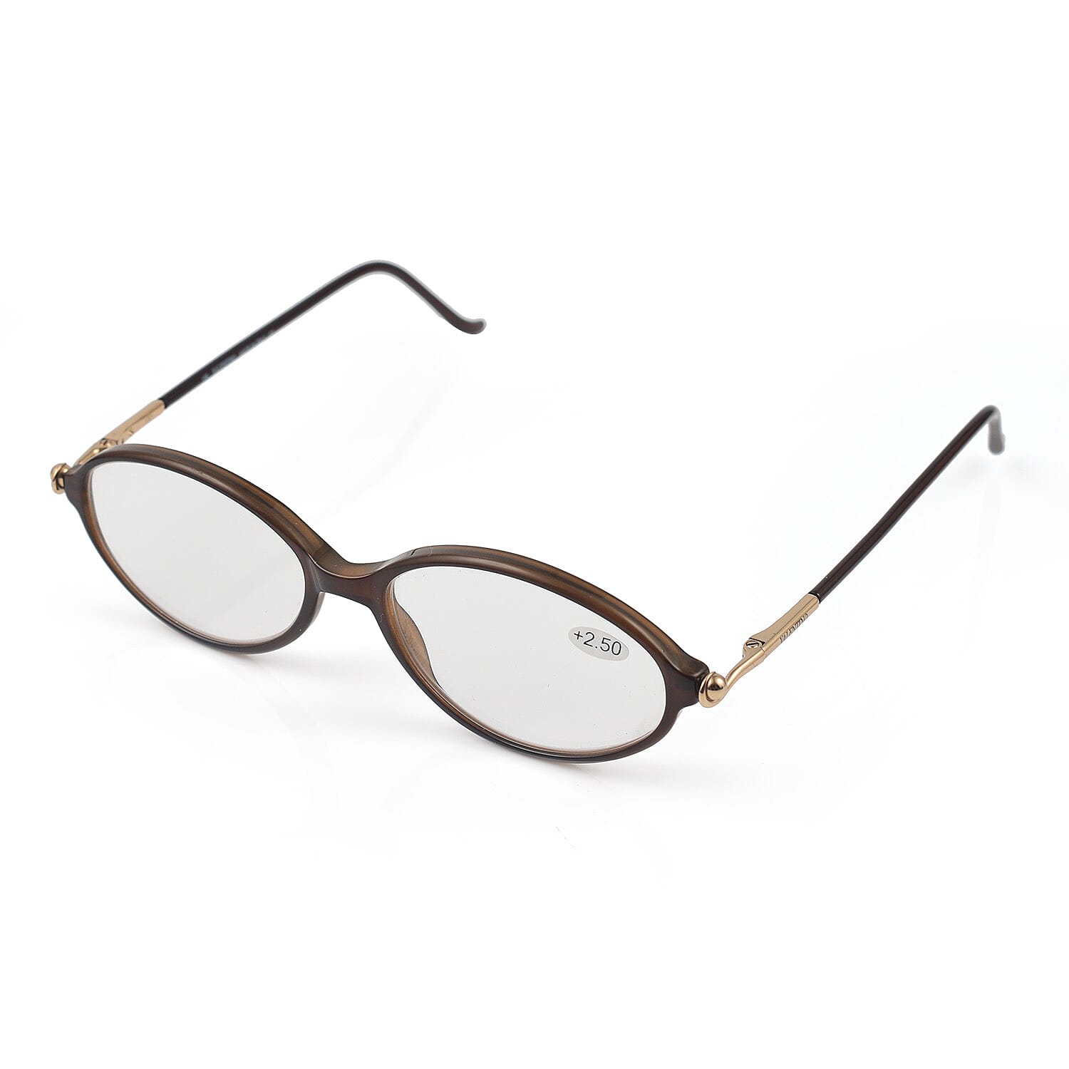 Designer Closeout - VALENTINO Oval Unisex Readers (Power 2.5 D) - Dark Brown