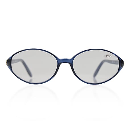 Designer Closeout - VALENTINO Rectangular Unisex Oval Readers (Power 3.00) - Blue Paisley