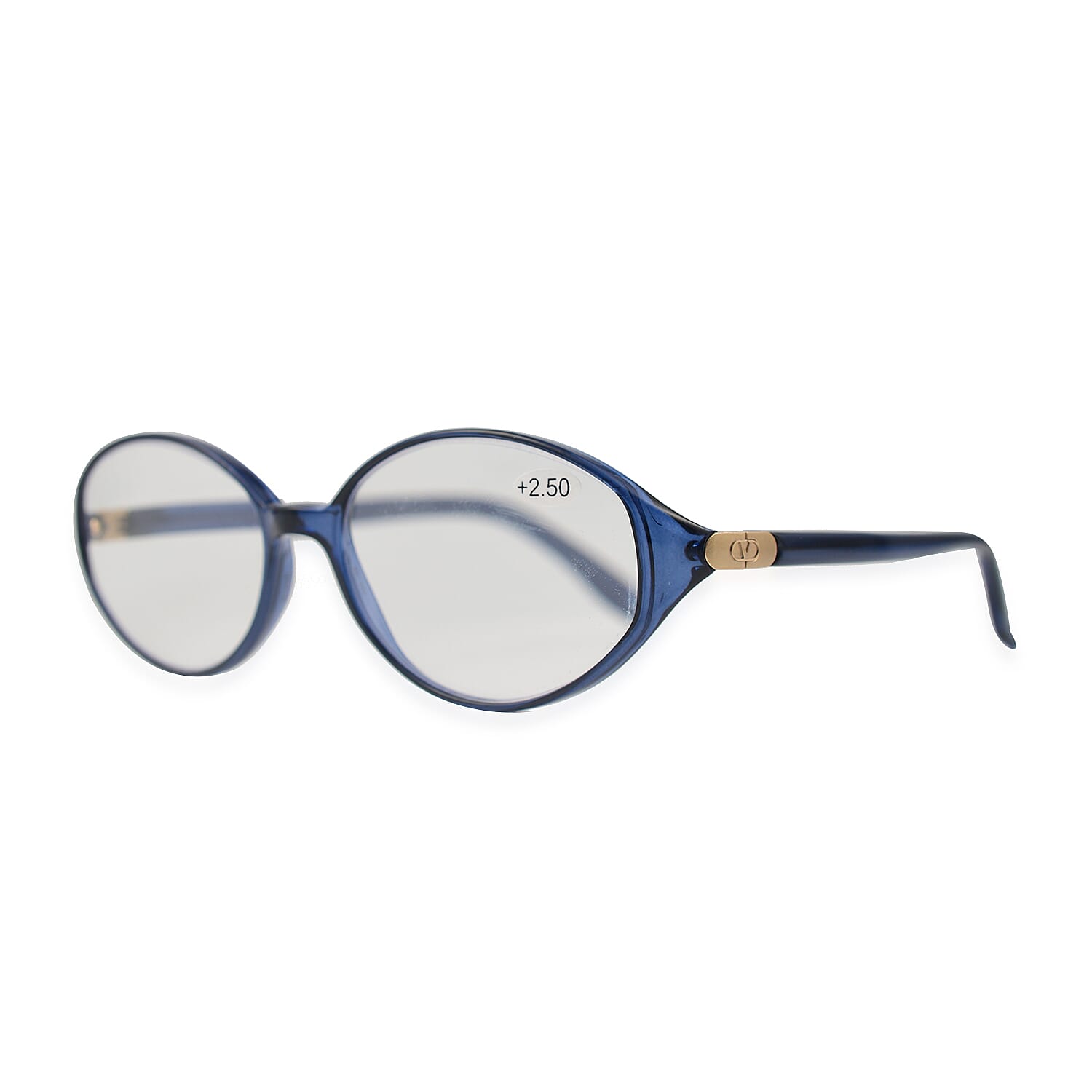 Designer Closeout - VALENTINO Rectangular Unisex Oval Readers (Power 3.00) - Blue Paisley