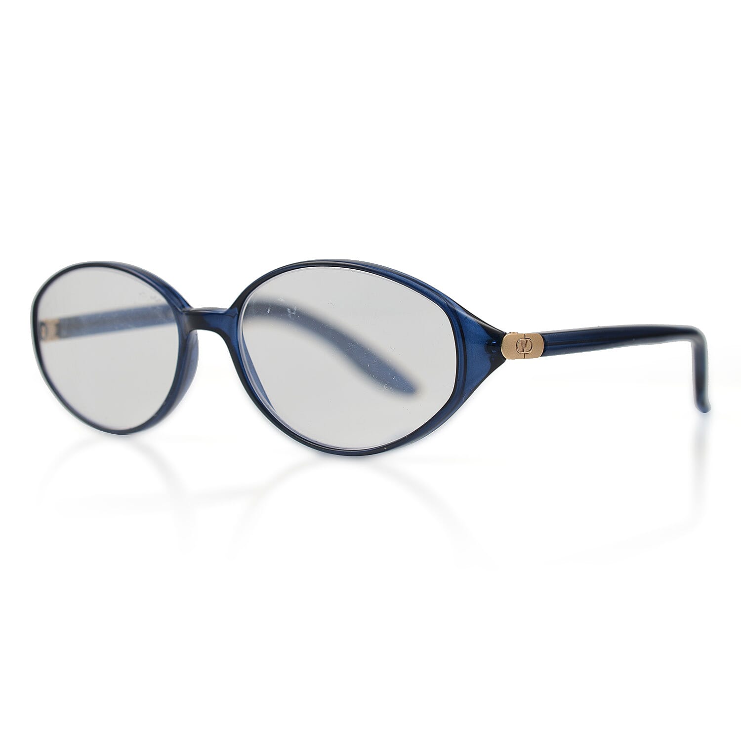 Designer Closeout - VALENTINO Rectangular Unisex Oval Readers (Power 3.50) - Blue Heather