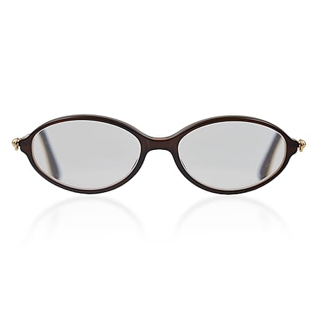 Designer Closeout - VALENTINO Oval Unisex Readers (Power 3.5 D) - Dark Brown