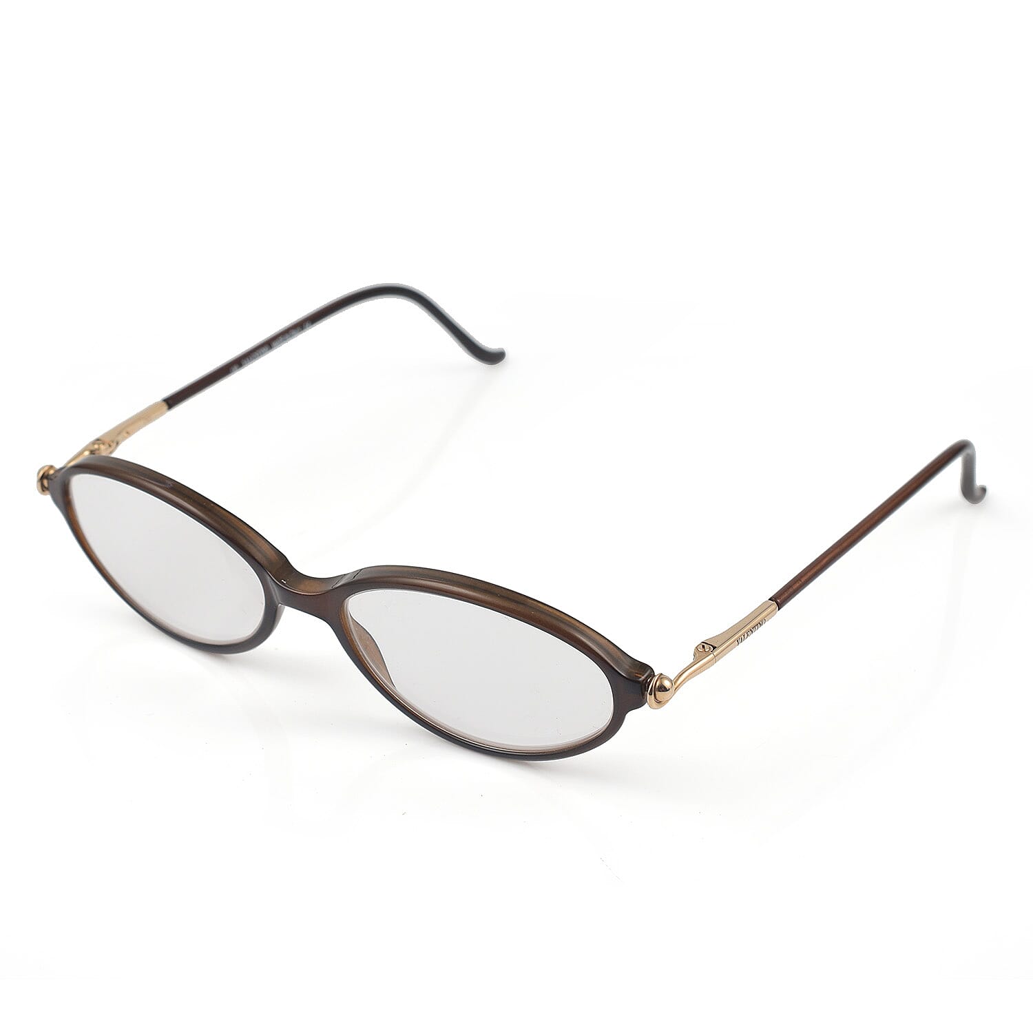 Designer Closeout - VALENTINO Oval Unisex Readers (Power 3.5 D) - Dark Brown