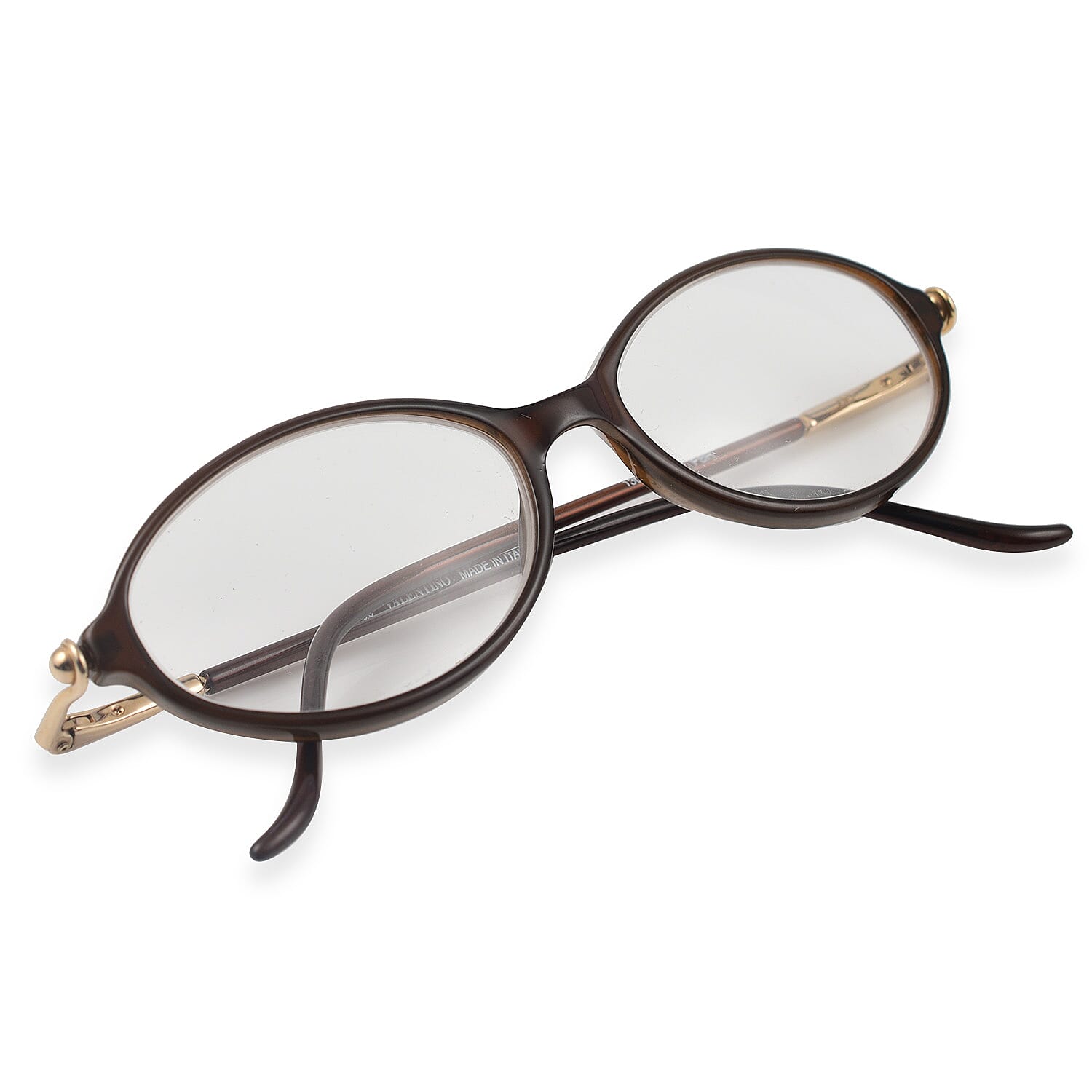 Designer Closeout - VALENTINO Oval Unisex Readers (Power 3.5 D) - Dark Brown