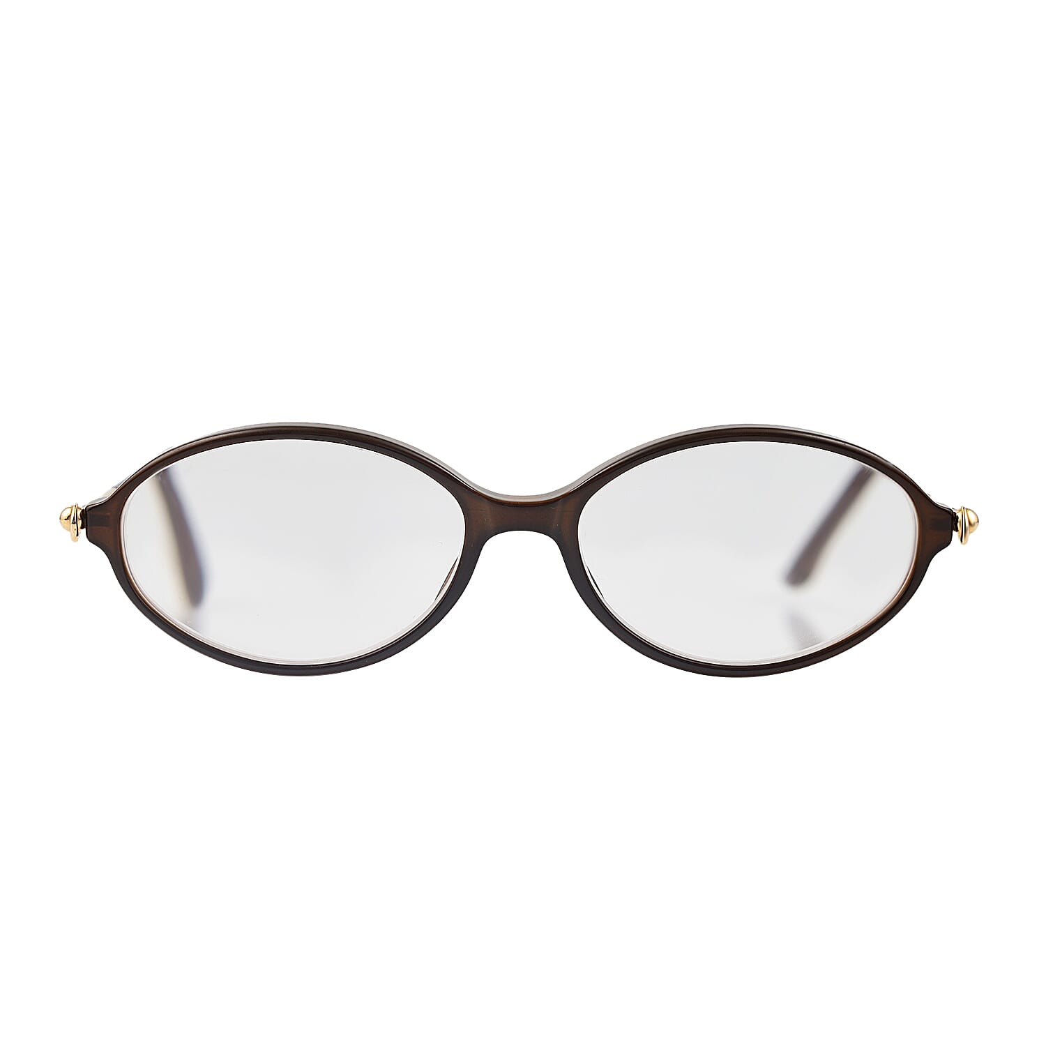 Designer Closeout - VALENTINO Oval Unisex Readers (Power 4.0 D) - Dark Brown