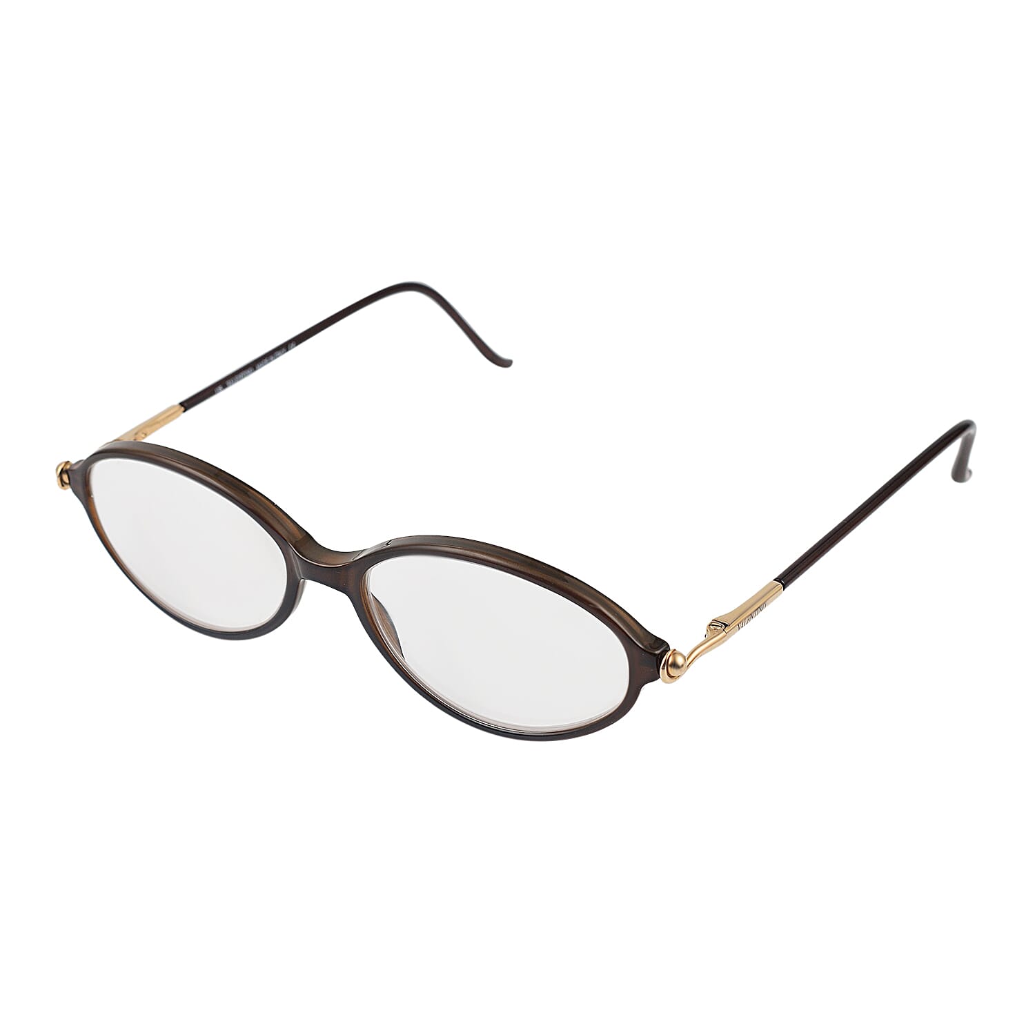 Designer Closeout - VALENTINO Oval Unisex Readers (Power 4.0 D) - Dark Brown