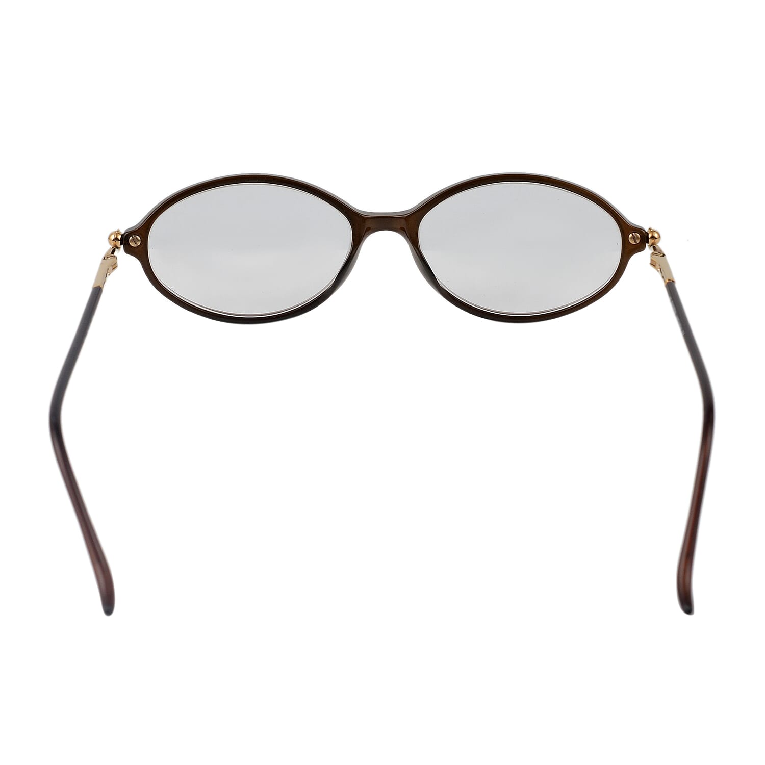 Designer Closeout - VALENTINO Oval Unisex Readers (Power 4.0 D) - Dark Brown