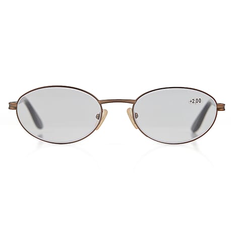 Designer Closeout - VALENTINO Oval Unisex Readers (Power 2.0 D) - Bronze