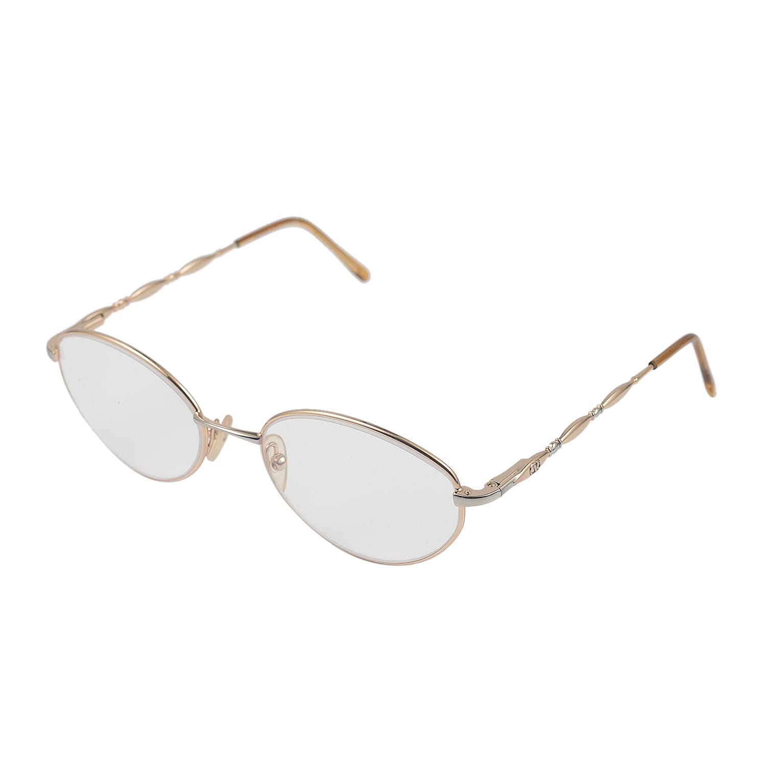 Designer Closeout - VALENTINO Rectangular Metal Oval Unisex Readers (Power 2.0 D) - Antique Gold