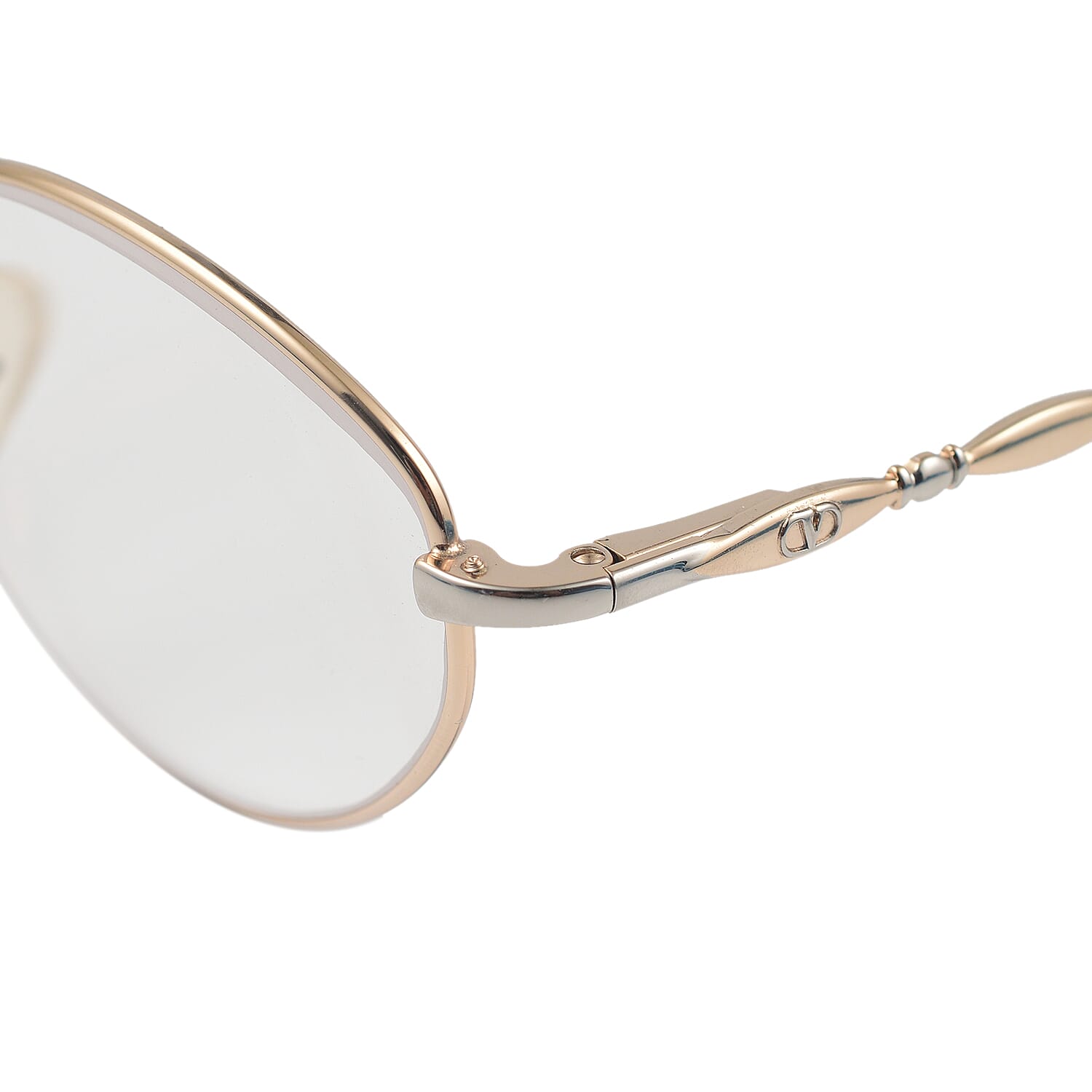 Designer Closeout - VALENTINO Rectangular Metal Oval Unisex Readers (Power 2.0 D) - Antique Gold