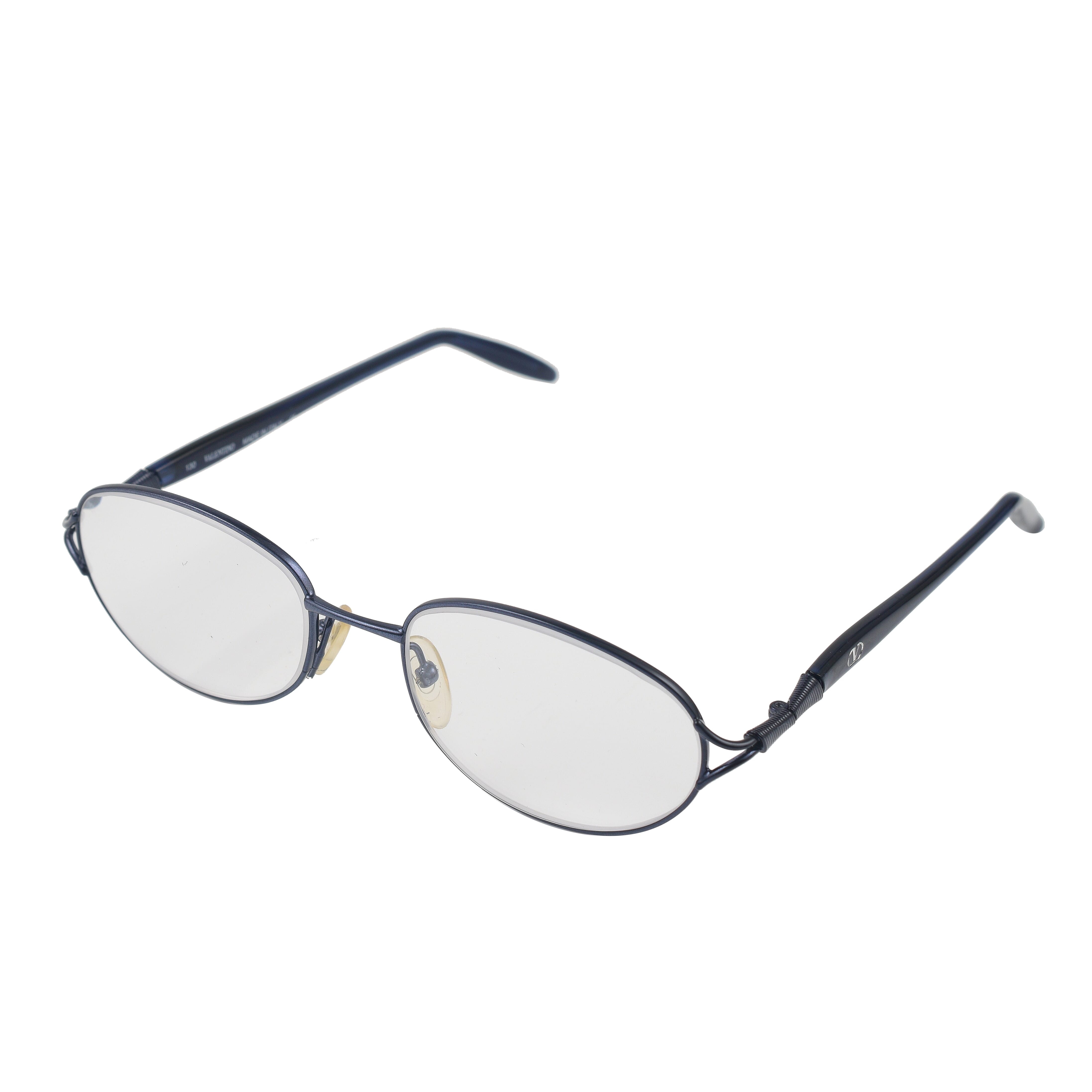 Designer Closeout - VALENTINO Oval Metal Unisex Readers (Power 2.5 D) - Blue