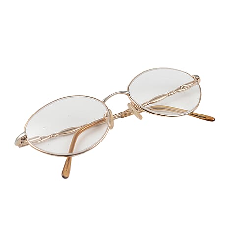 Designer Closeout - VALENTINO Rectangular Metal Oval Unisex Readers (Power 3.5 D) - Antique Gold