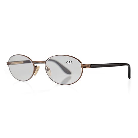 Designer Closeout - VALENTINO Oval Unisex Readers (Power 4.0 D) - Bronze