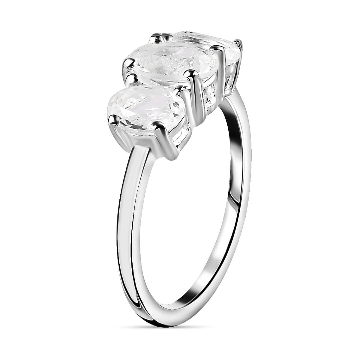 Petalite 3 Stone Ring in Sterling Silver 1.32 Ct.