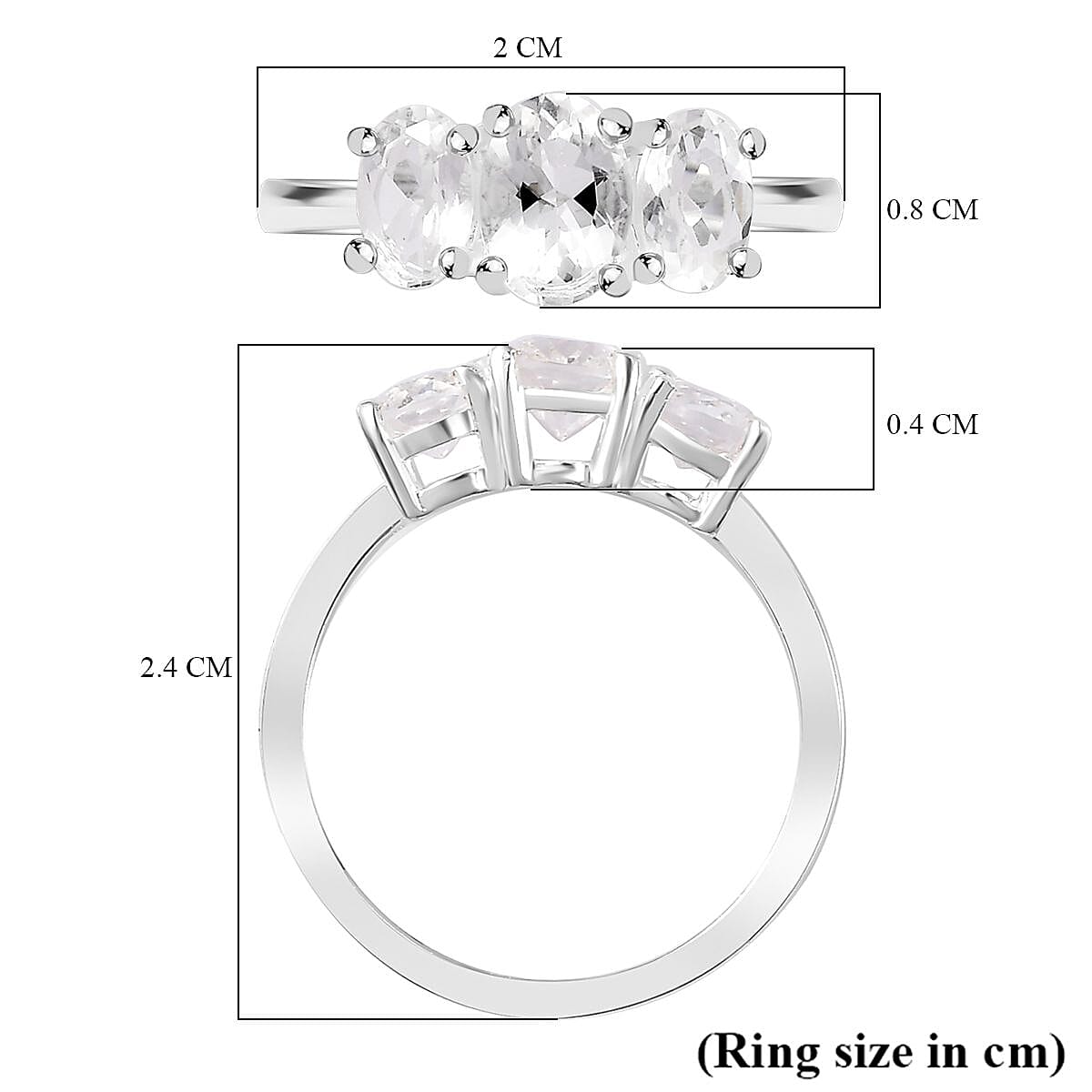 Petalite 3 Stone Ring in Sterling Silver 1.32 Ct.