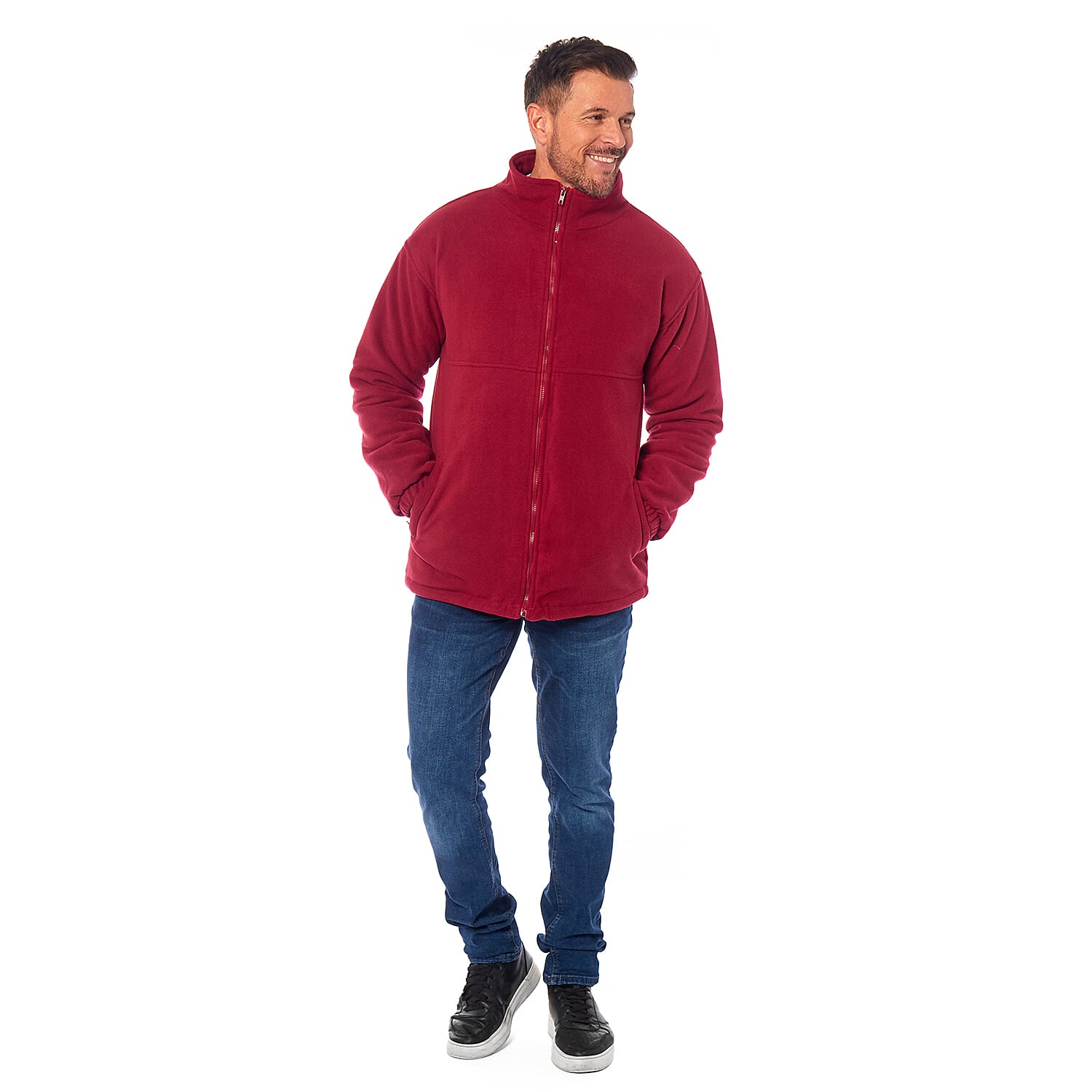 Lightning Deal Special- Padded Deep Filled Fleeced Unisex Jacket With Zip Pockets - Navy