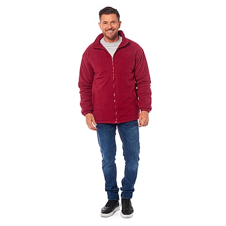 Himalayan Unisex Padded Fleece Jacket with Pockets (Size M, 14-16) - Red