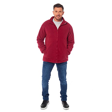 Himalayan Unisex Padded Fleece Jacket with Pockets (Size M, 14-16) - Red