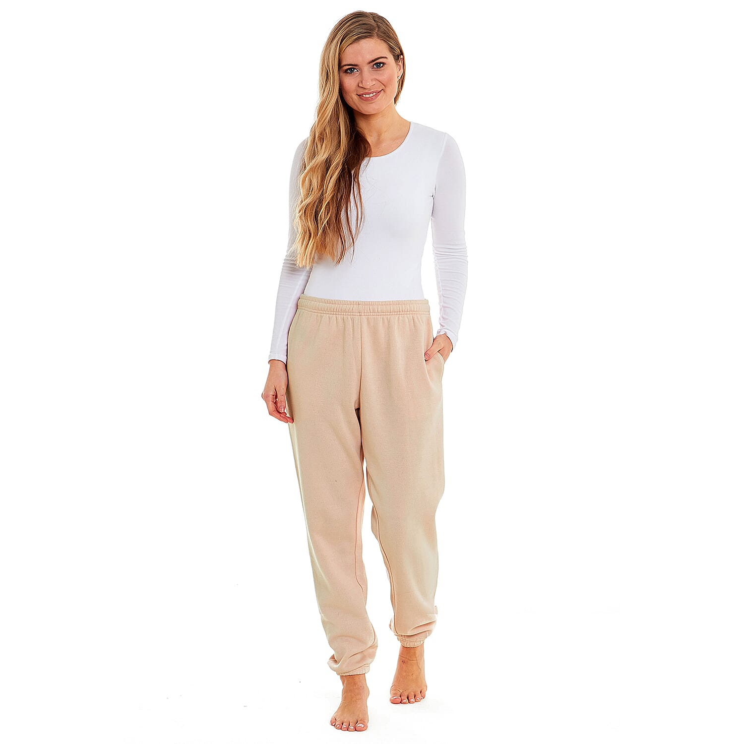 Ladies Cuffed Hem Jogger (Size 12-14) - Nude