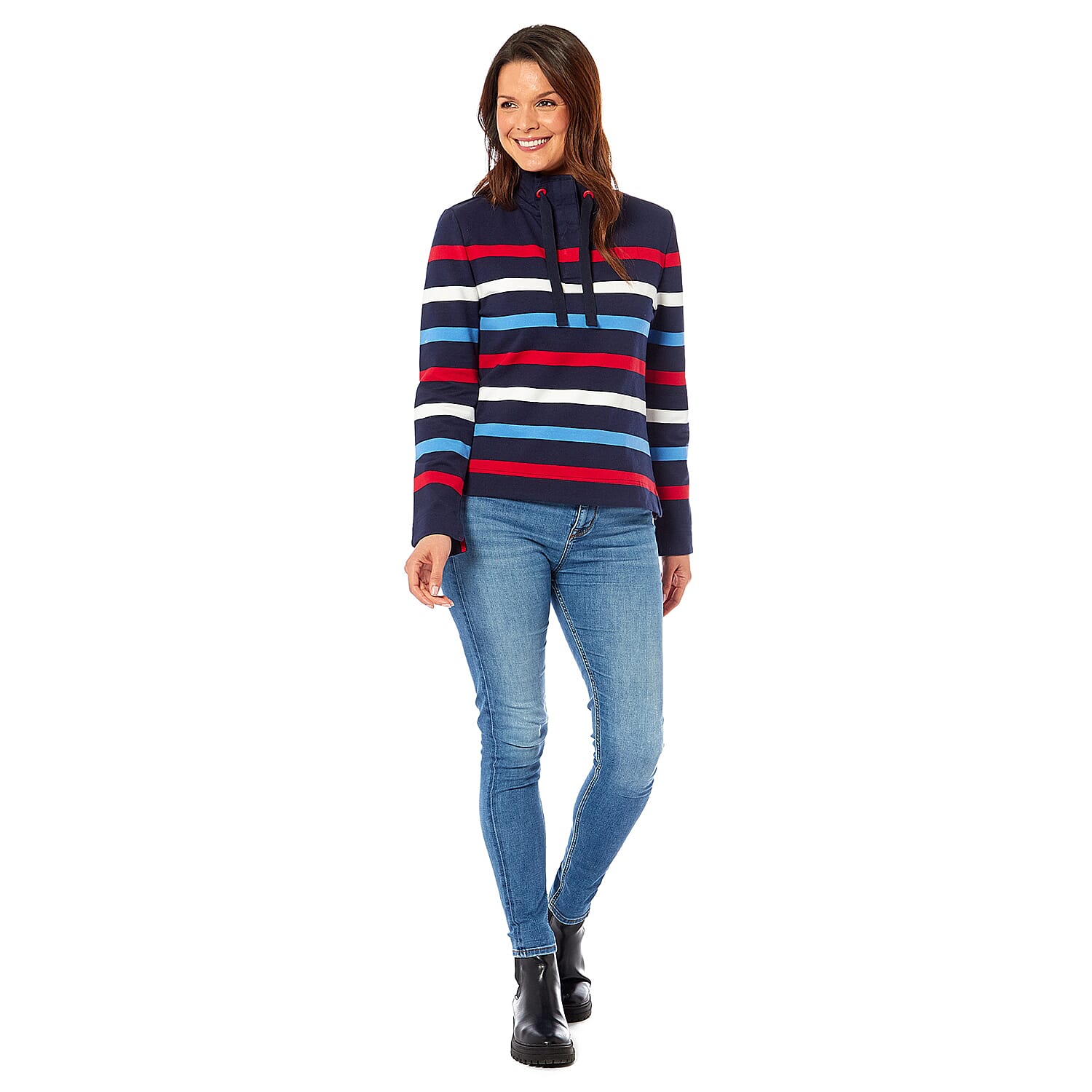 Brand New Cotton Ladies Cotton Striped Sweatshirt (Size 10) -  Red & Multi