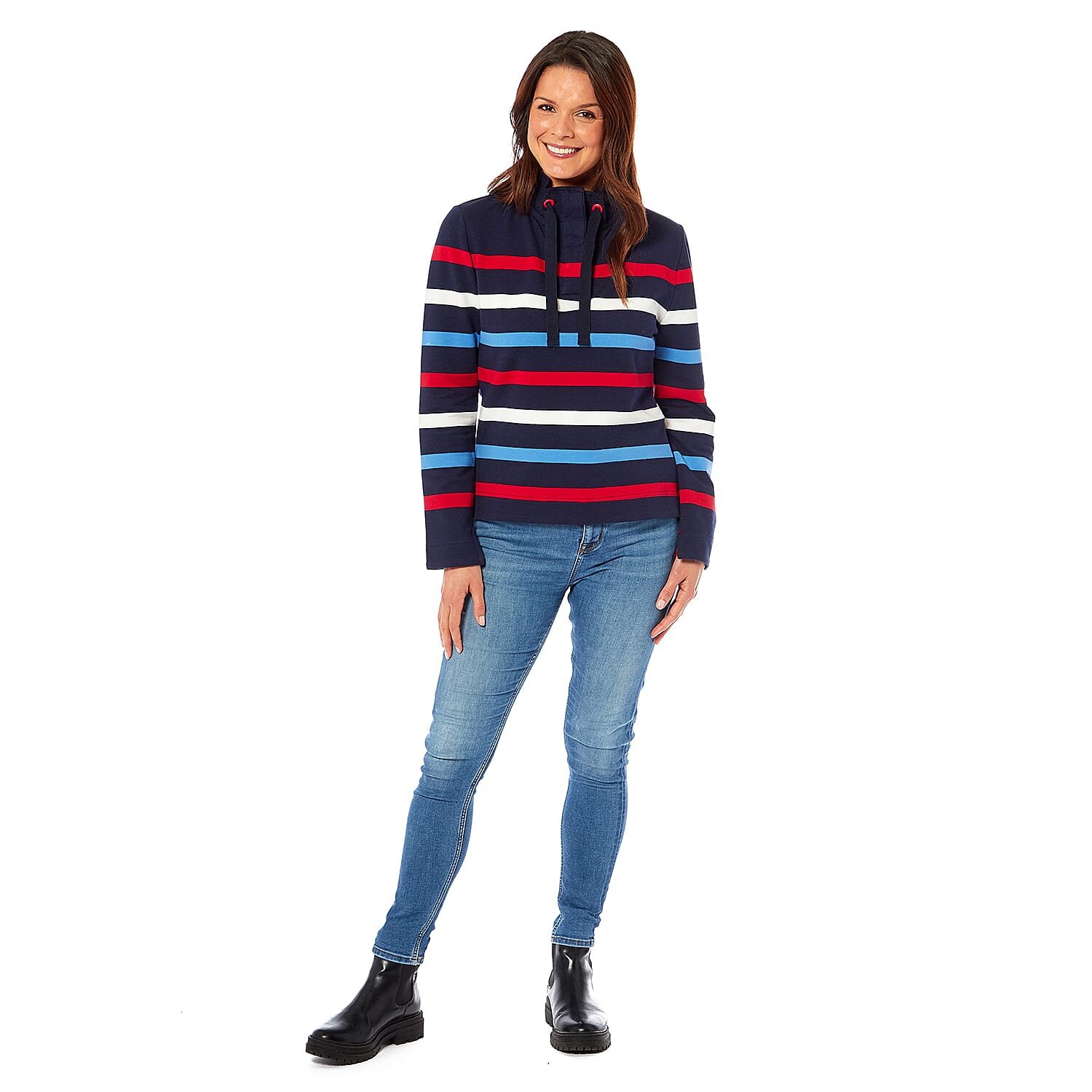 Brand New Cotton Ladies Cotton Striped Sweatshirt (Size 10) -  Red & Multi