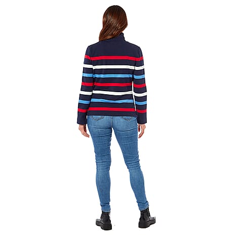 Outdoor Leisurewear Ladies Cotton Striped Sweatshirt (Size 12) - Red - Multi