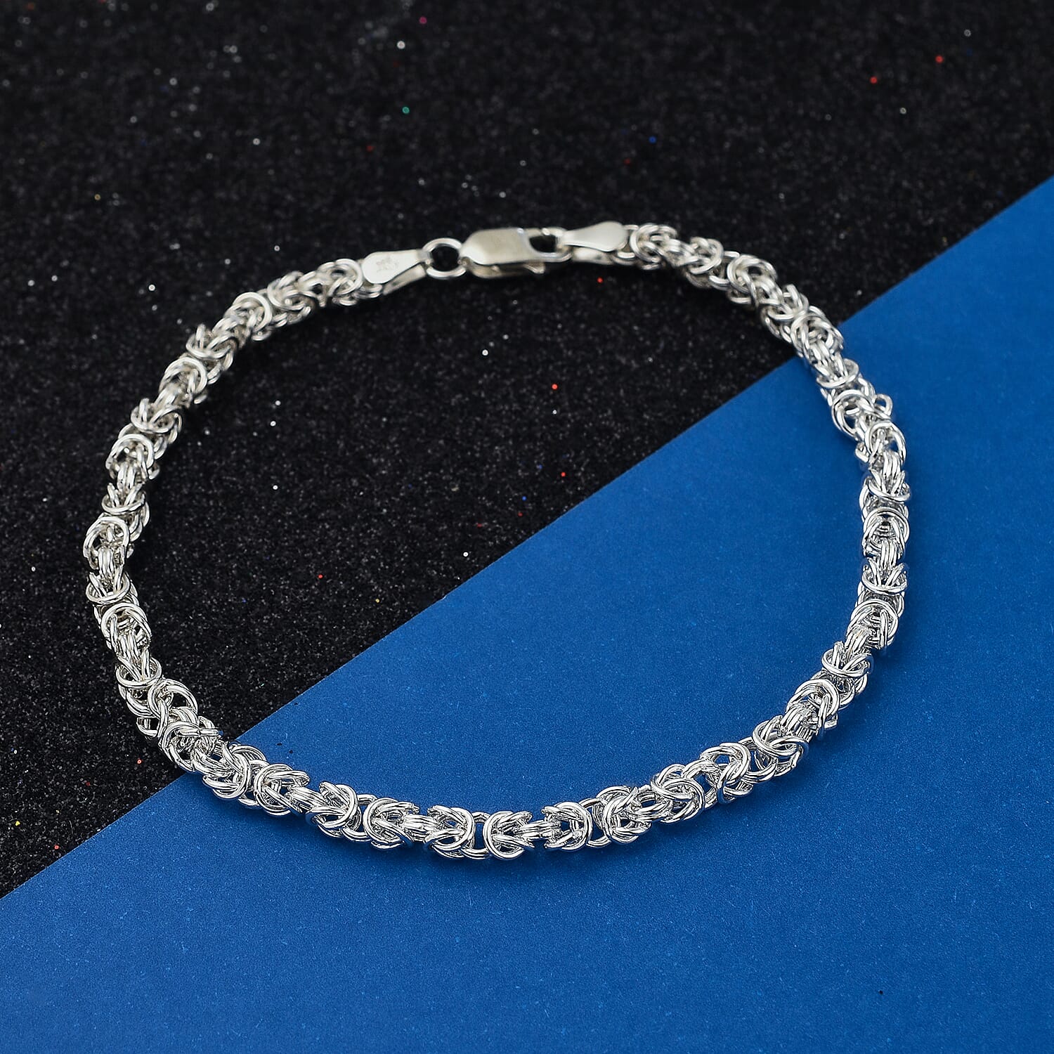Vicenza Closeout - Italian Made Sterling Silver Byzantine Bracelet (Size - 7.5)