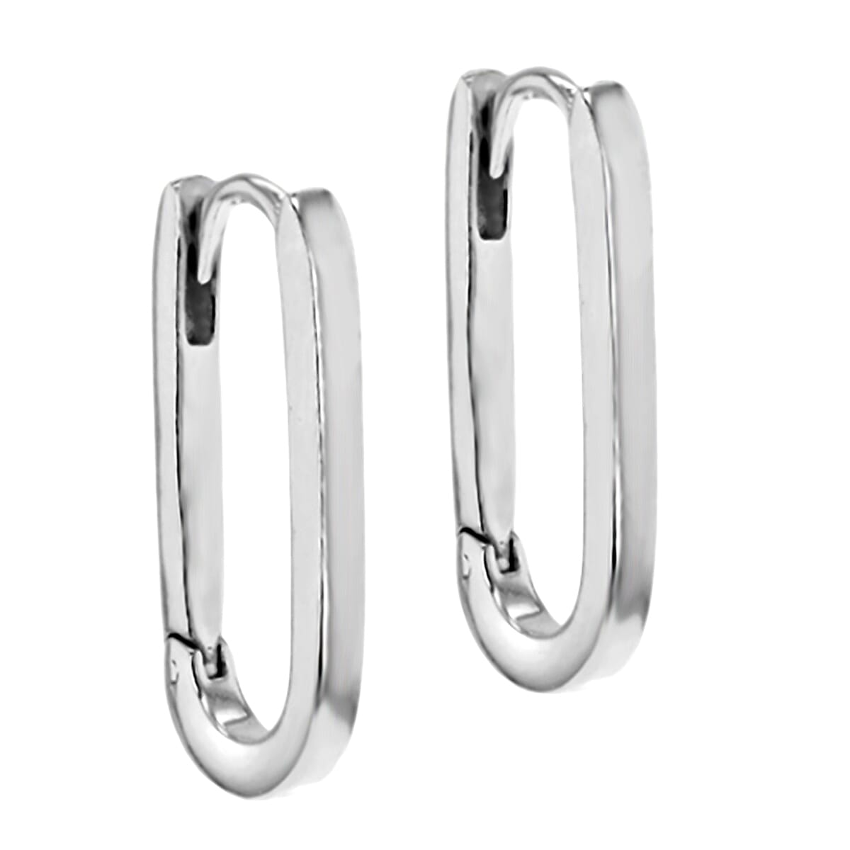 Sterling Silver Rectangular Hoop Earrings