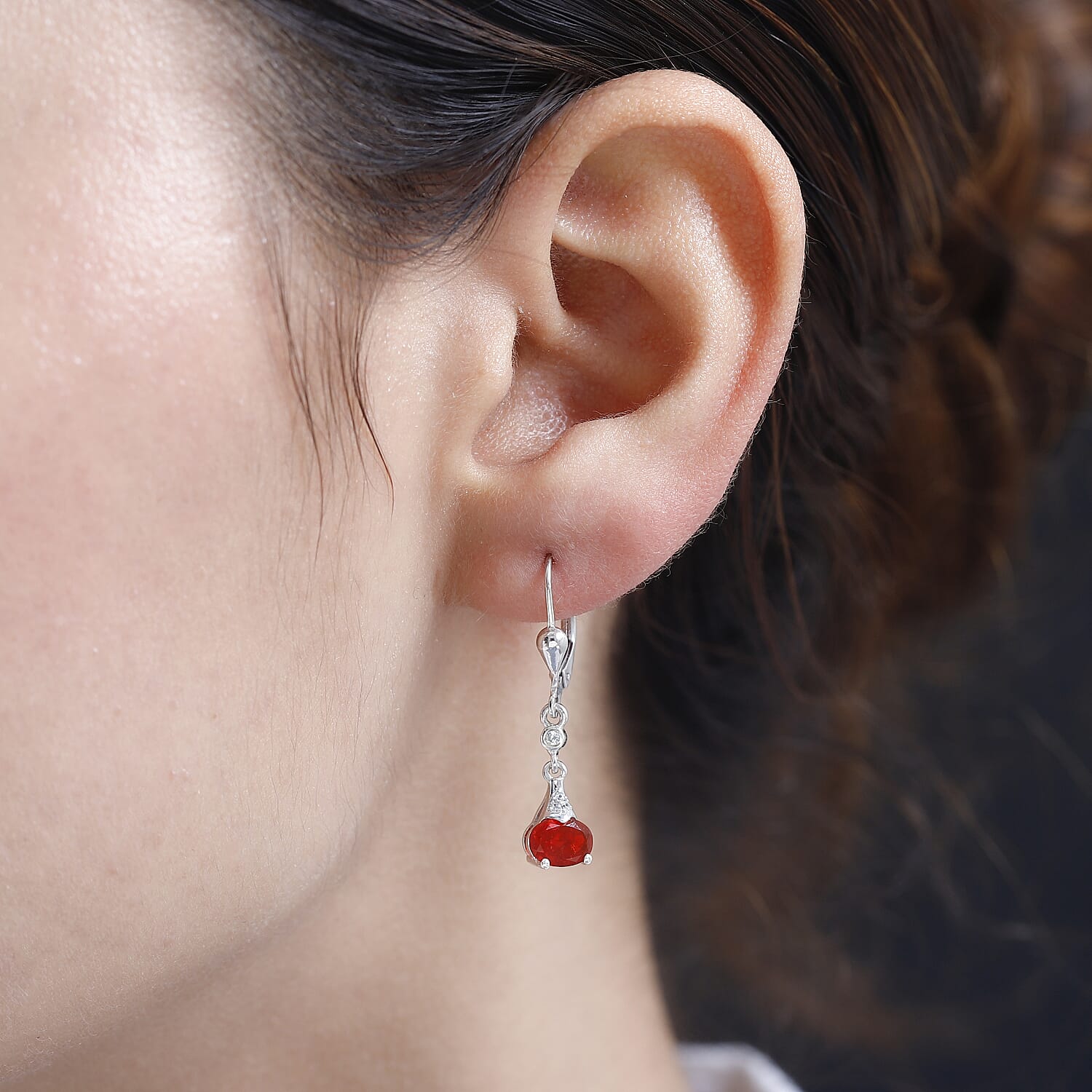 Salamanca Fire Opal & Natural Zircon Dangle Earrings in Platinum Overlay Sterling Silver 1.10 Ct