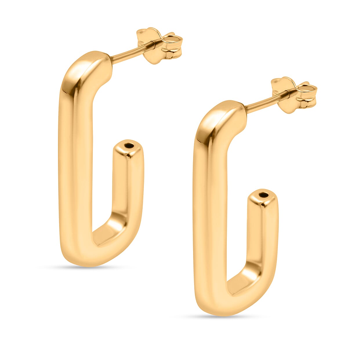 Designer Inspired - Sterling Silver Rectangular Half Hoop Earrings