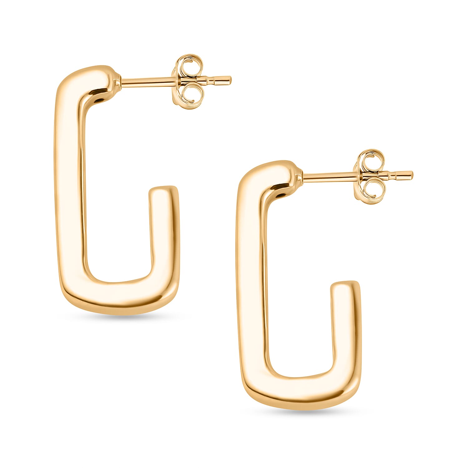 Designer Inspired - Sterling Silver Rectangular Half Hoop Earrings