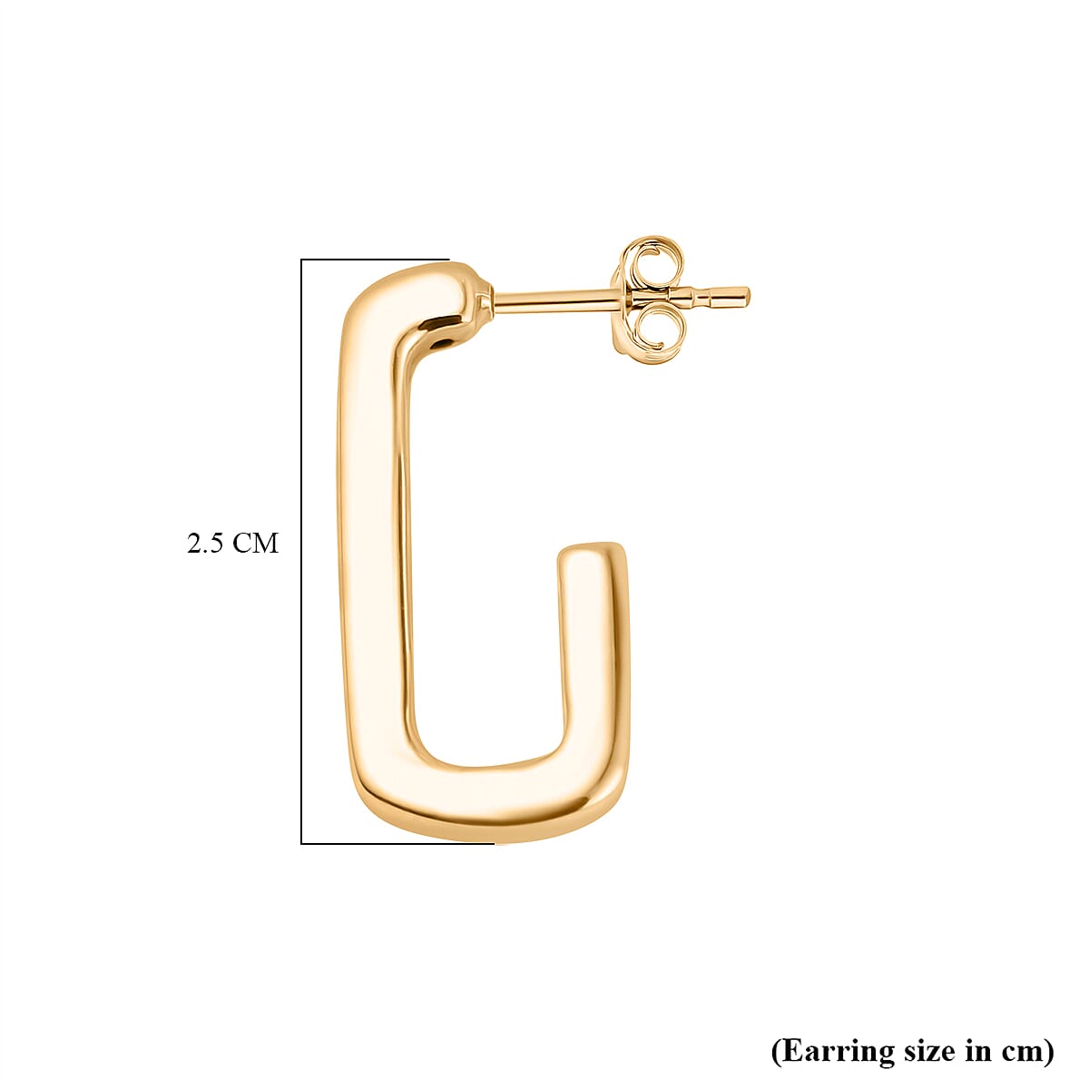 Designer Inspired - Sterling Silver Rectangular Half Hoop Earrings