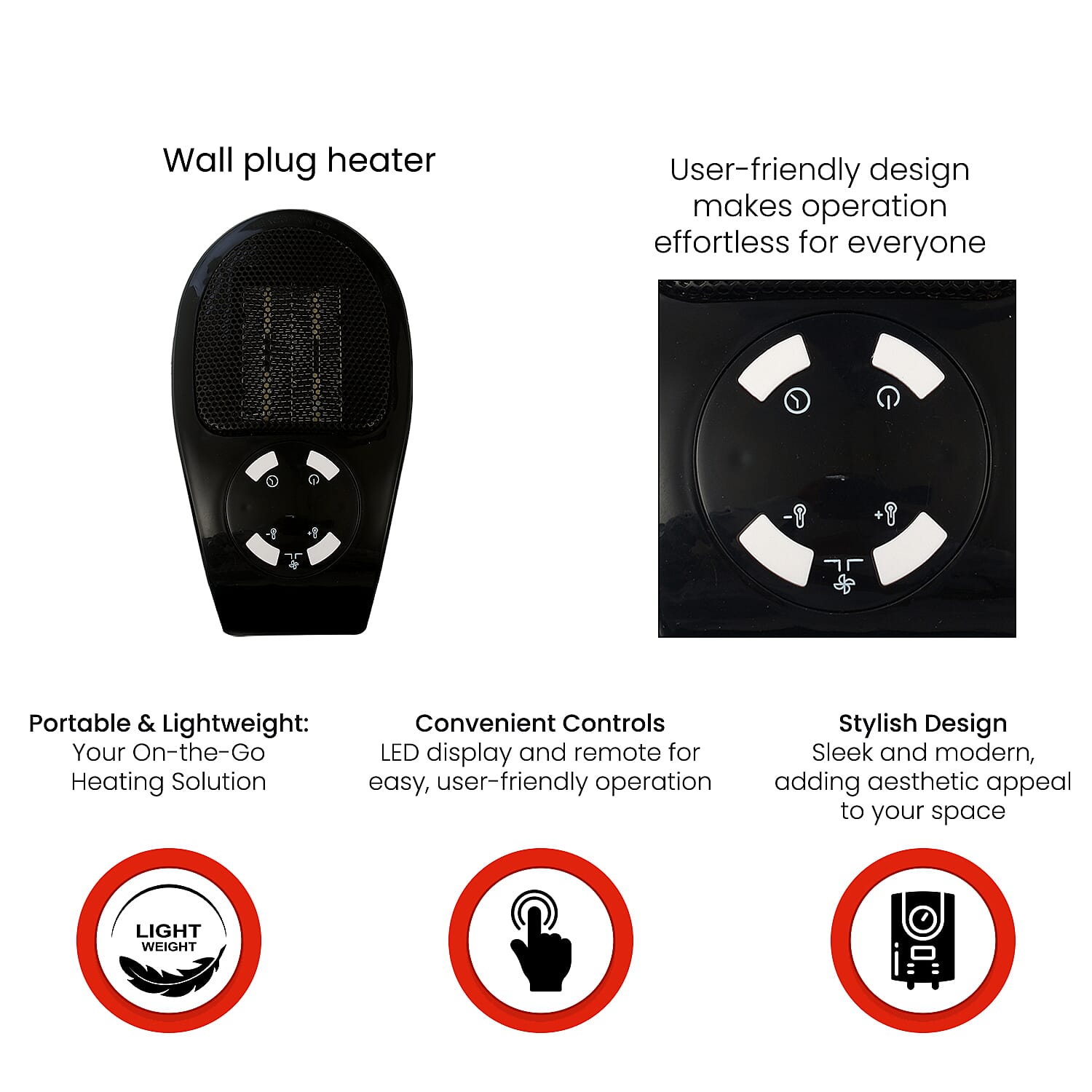 Heater (Size 10x20 cm) - Black