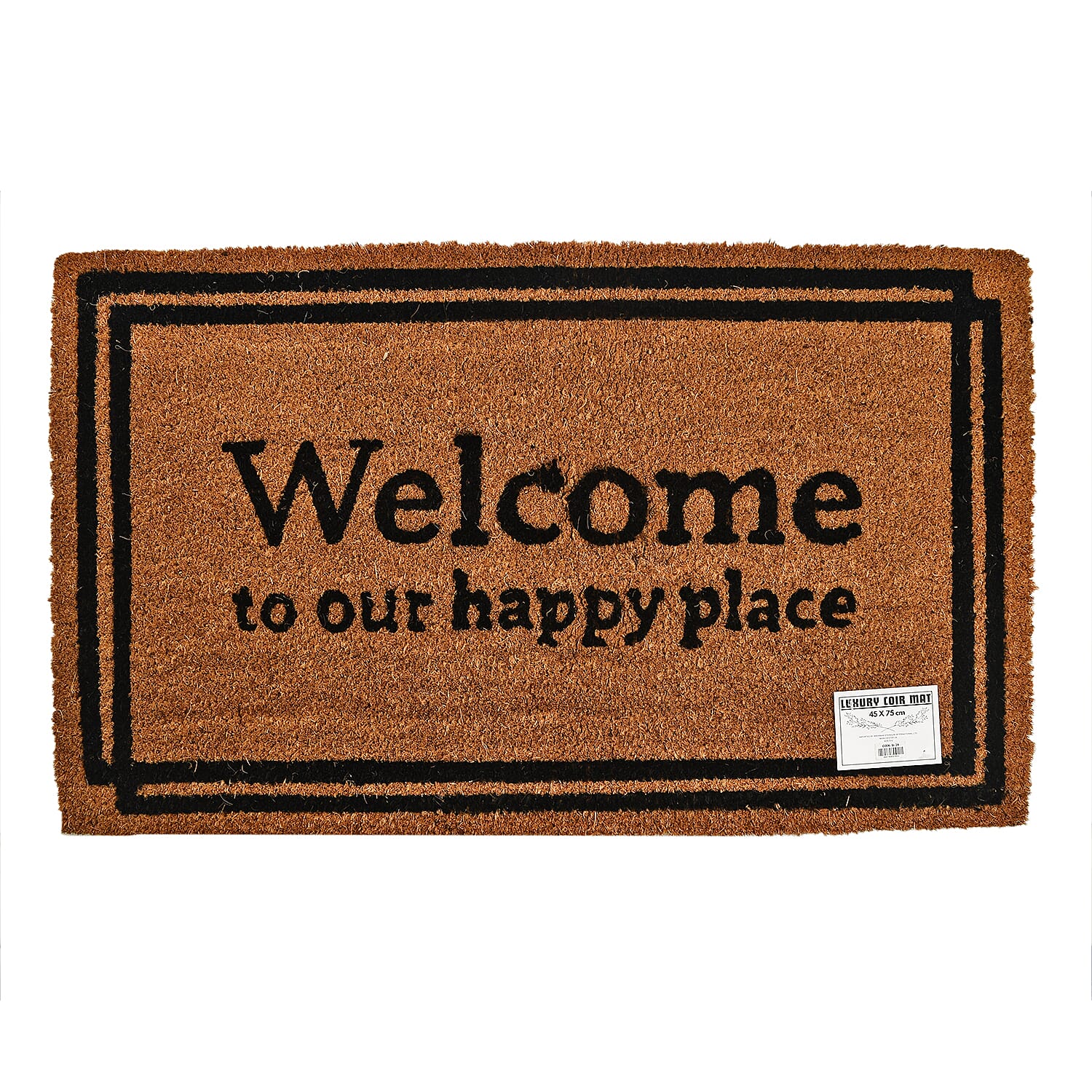 Welcome To My Happy Place Coir Door Mat (Size 75x45 cm) - Brown