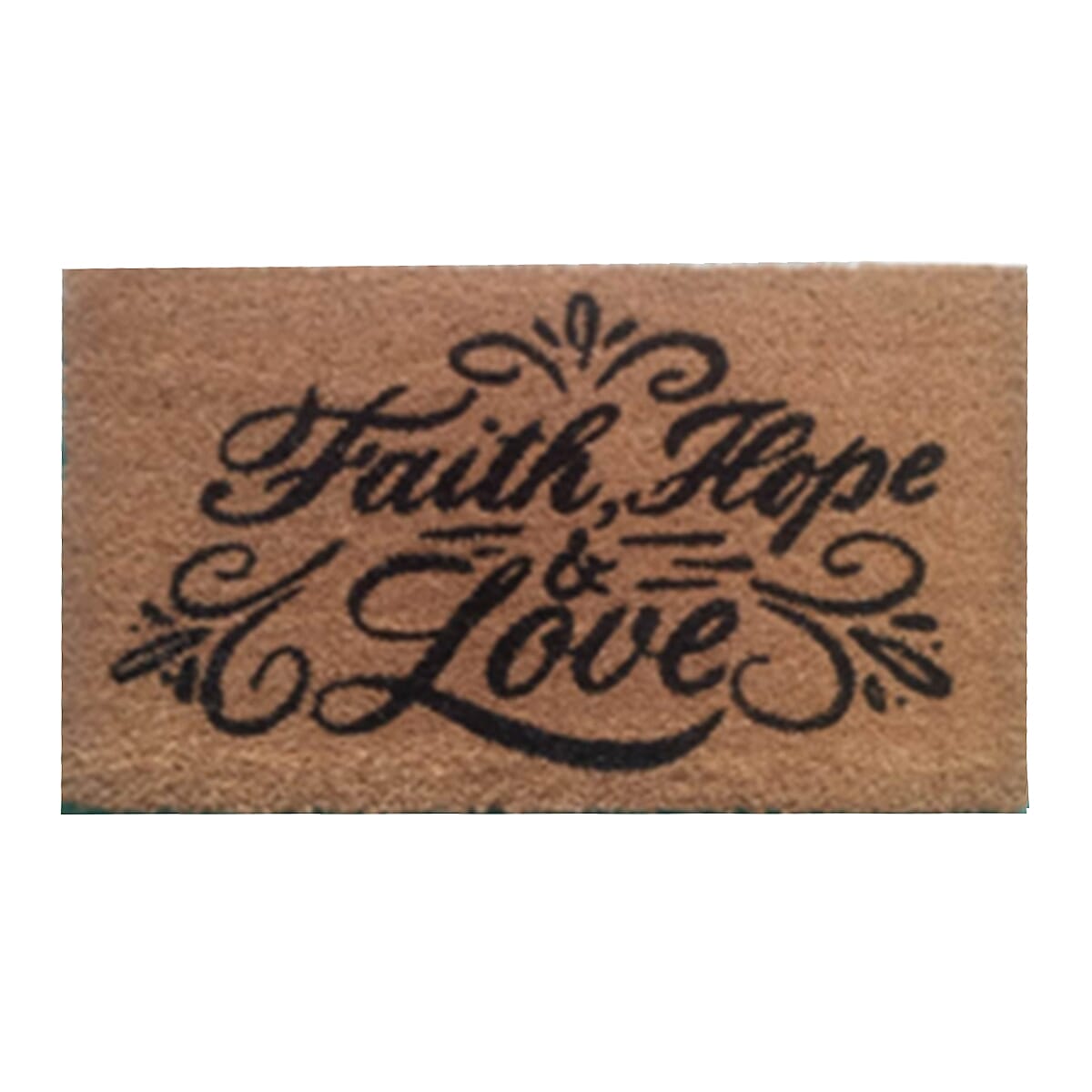 Faith Hope Love Coir Door Mat (Size 75x45 cm) - Brown