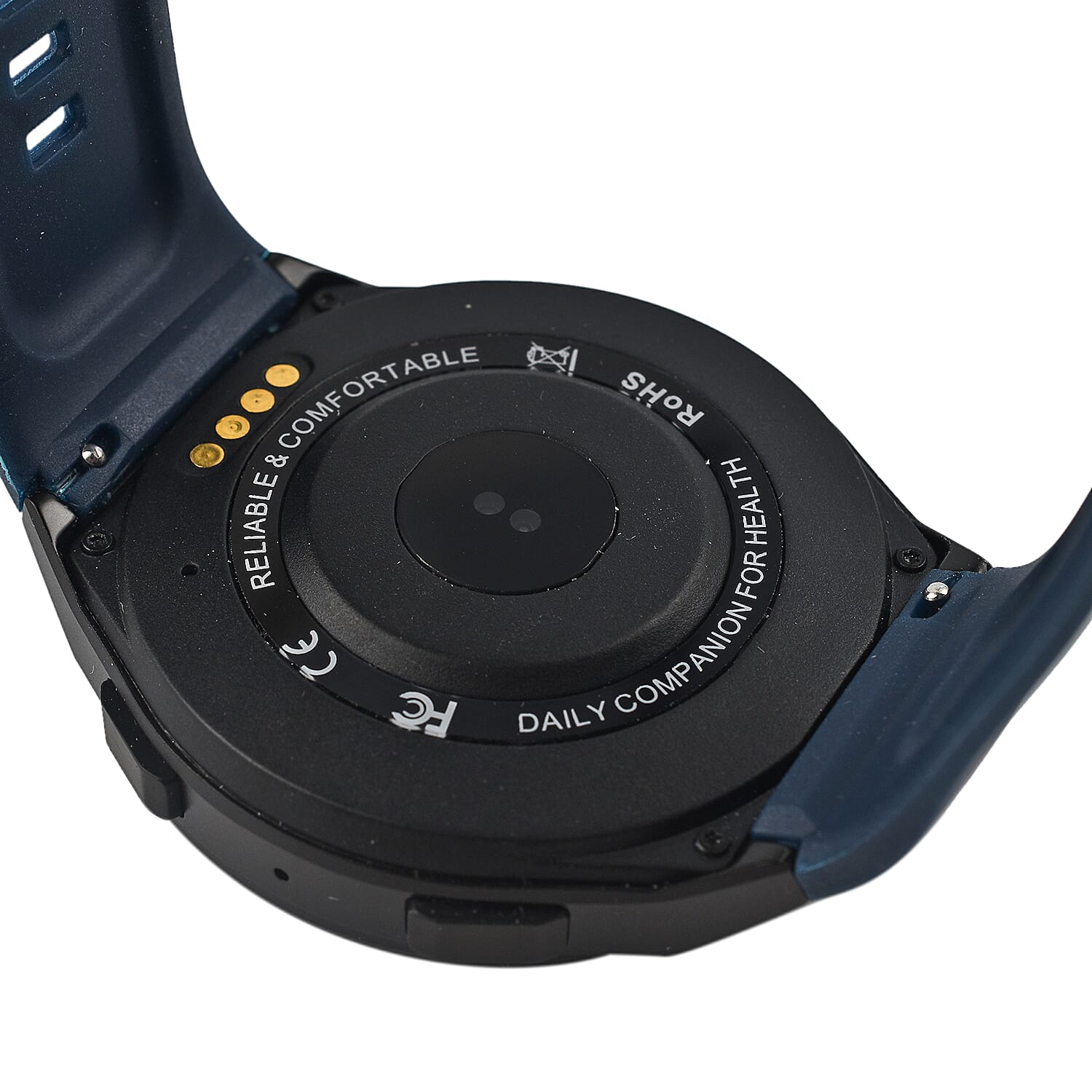 Automatic Round Multifunctional Smartwatch - Steps, Sleep, Heart Rate, Blood, Spo2. with Blue Silicone Strap