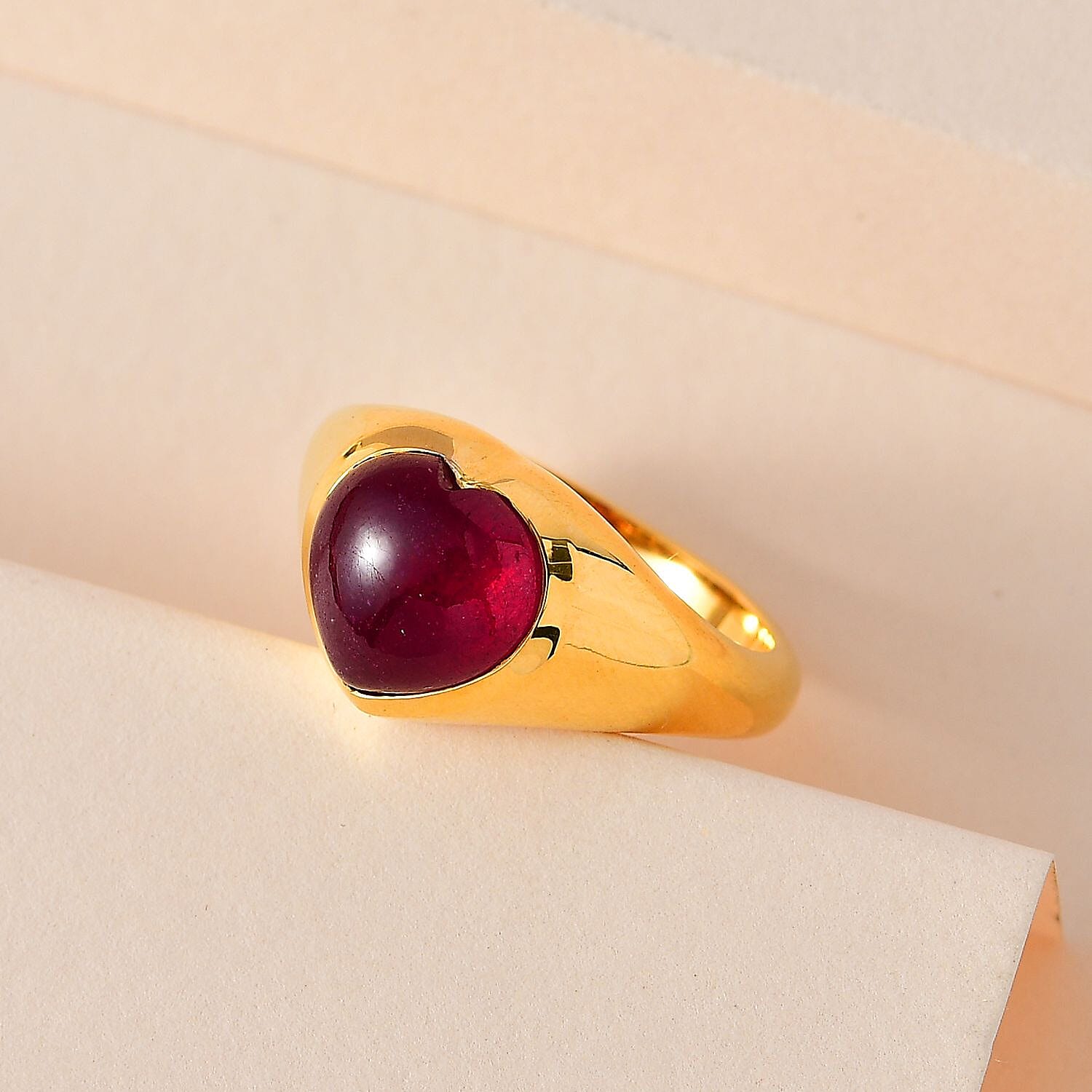 Tucson Special - African Ruby Ring in 18K Vermeil Yellow Gold Plated Sterling Silver 4.53 Ct