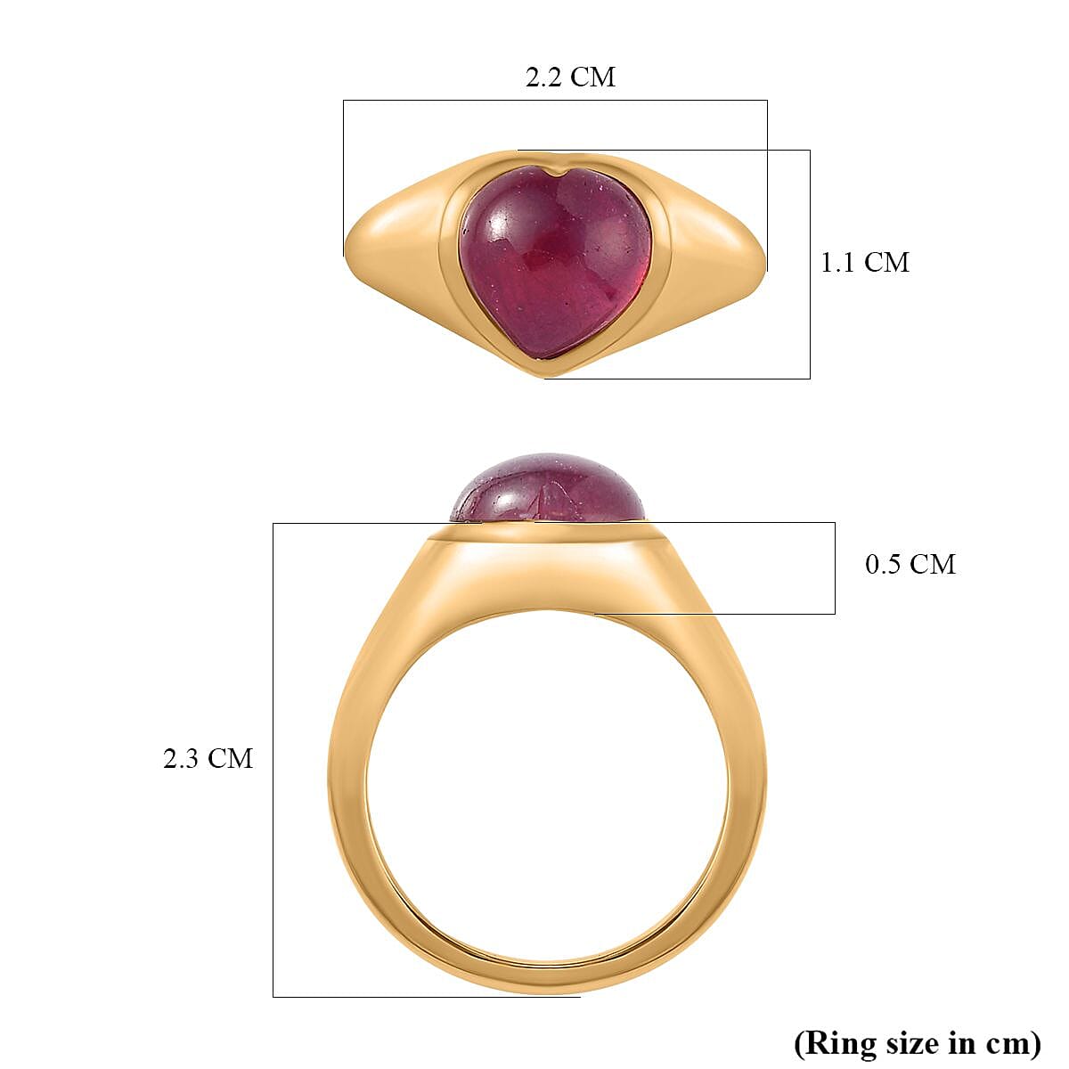Tucson Special - African Ruby Ring in 18K Vermeil Yellow Gold Plated Sterling Silver 4.53 Ct