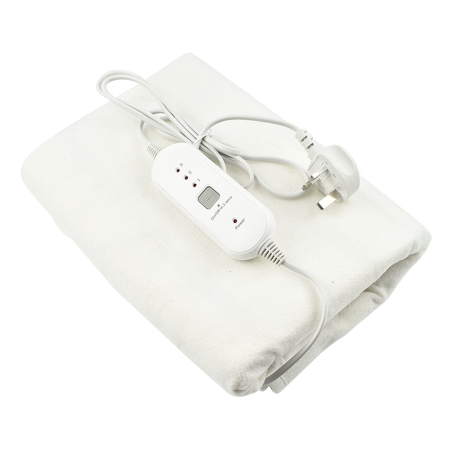 CUQOO Premium Heated Blanket with 3 Heat Setting & LED Indicator Light (Single Size 135x65 cm) - White