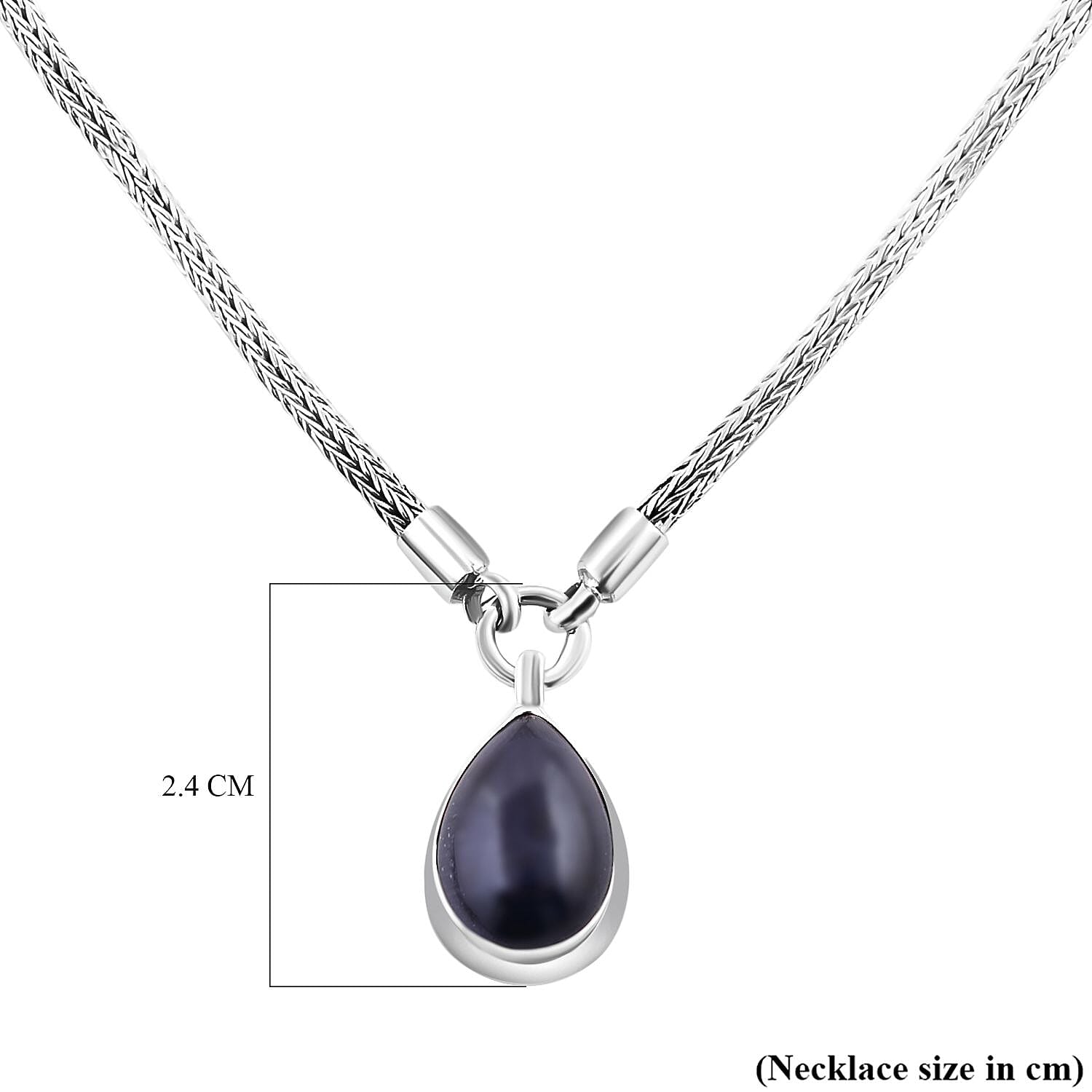 Royal Bali One Time Deal - THE DUALITY OF LIFE Blue Sapphire Pear Drop Necklace (Size - 20) 20.00 Ct, Sterling Silver Wt 22.00 GM