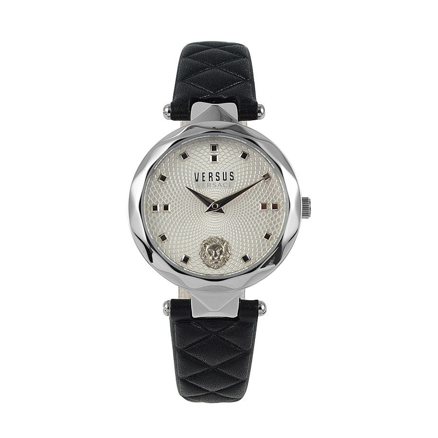 Versace Versus Covent Garden Peti Quartz Movement Silver Dial 3ATM Water Resistant Analog Watch with Black Leather Strap