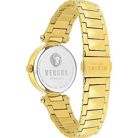 VERSUS VERSACE Covent Garden Quartz Movement Water Resistant Ladies Watch With Stainless Steel Chain Strap - Gold