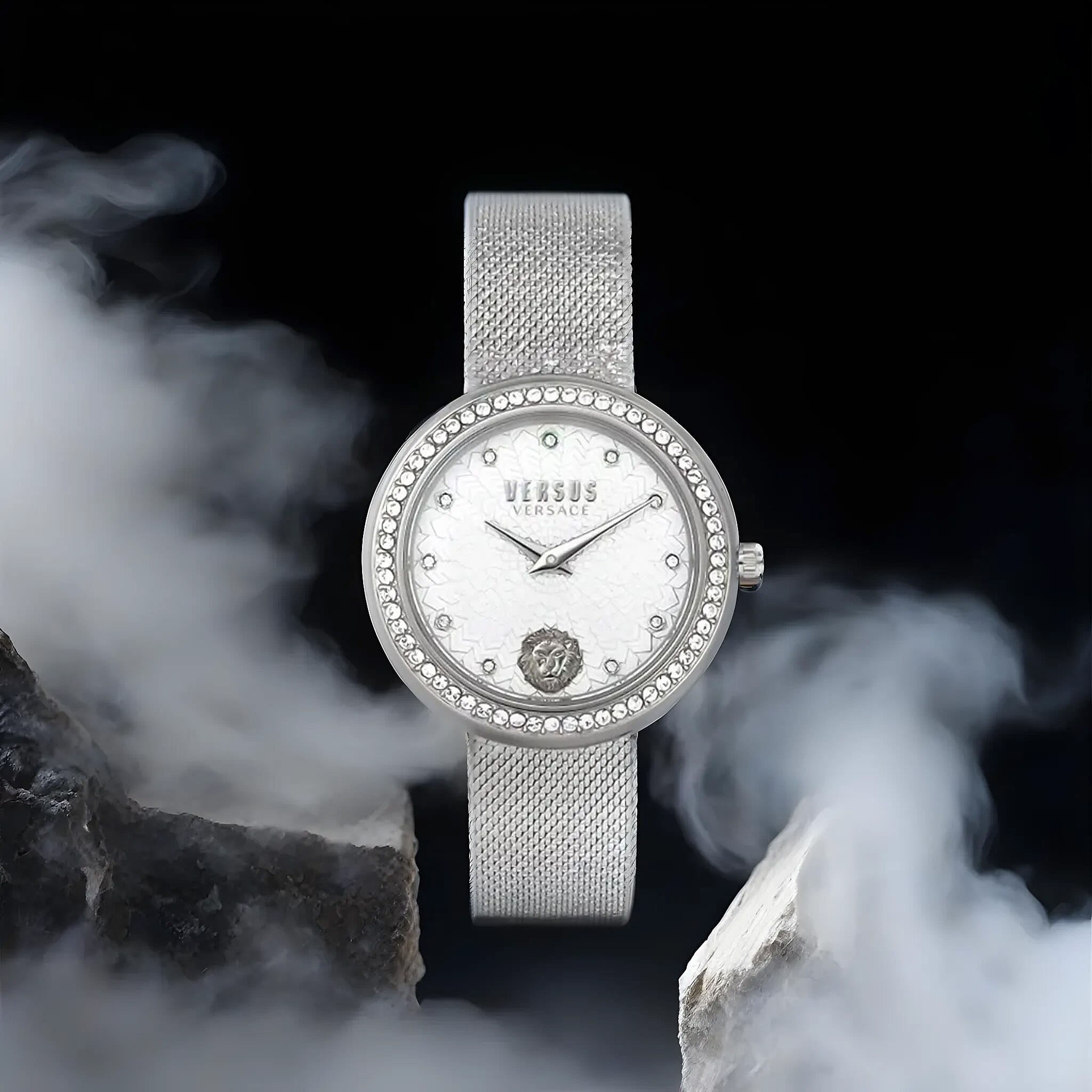 VERSUS VERSACE  Quartz Movement Water Resistant Ladies Watch With Stainless Steel Chain Strap -Silver