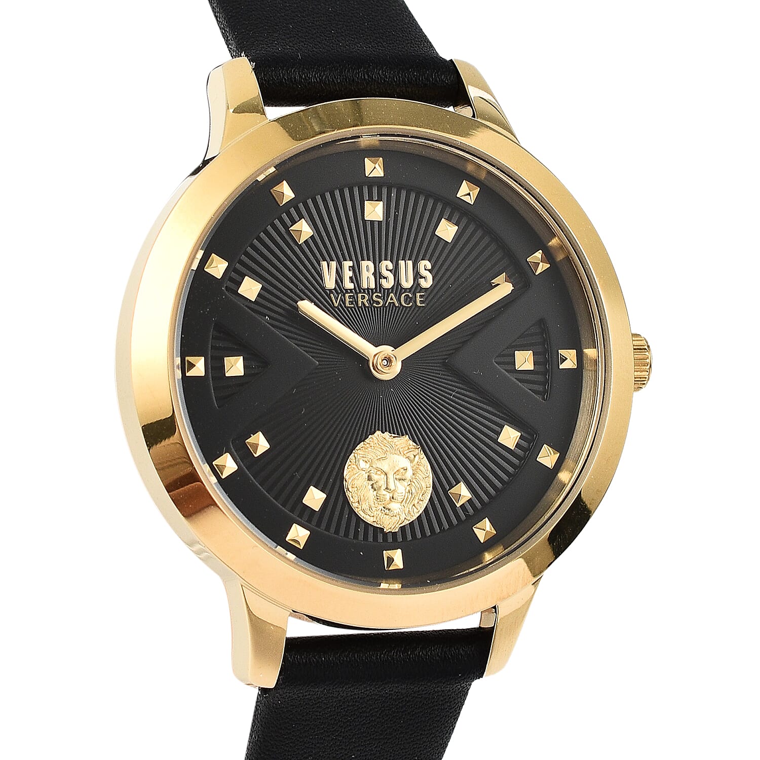 VERSACE VERSUS Black - Gold Watch With Genuine Leather Strap With Packaging