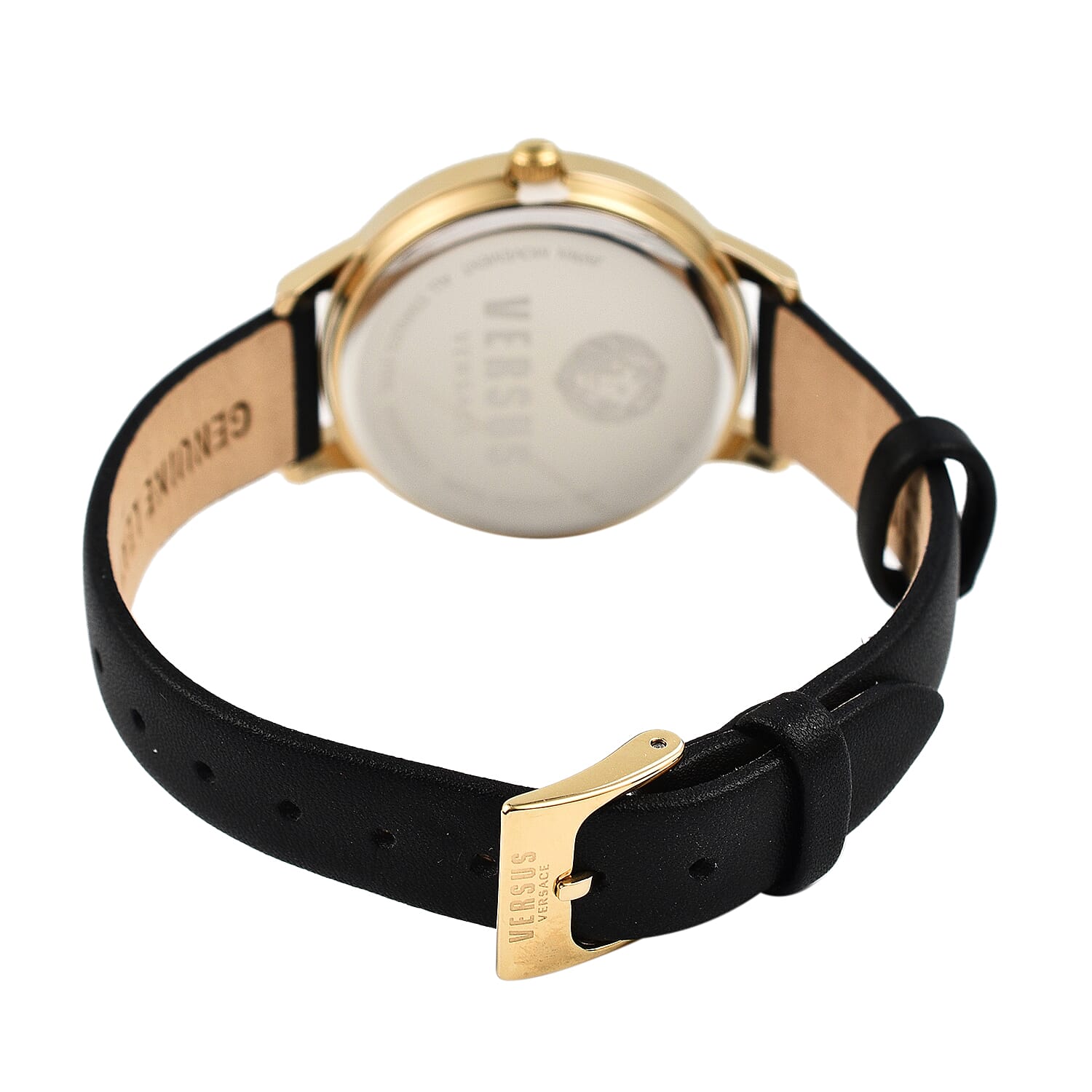 VERSACE VERSUS Black - Gold Watch With Genuine Leather Strap With Packaging