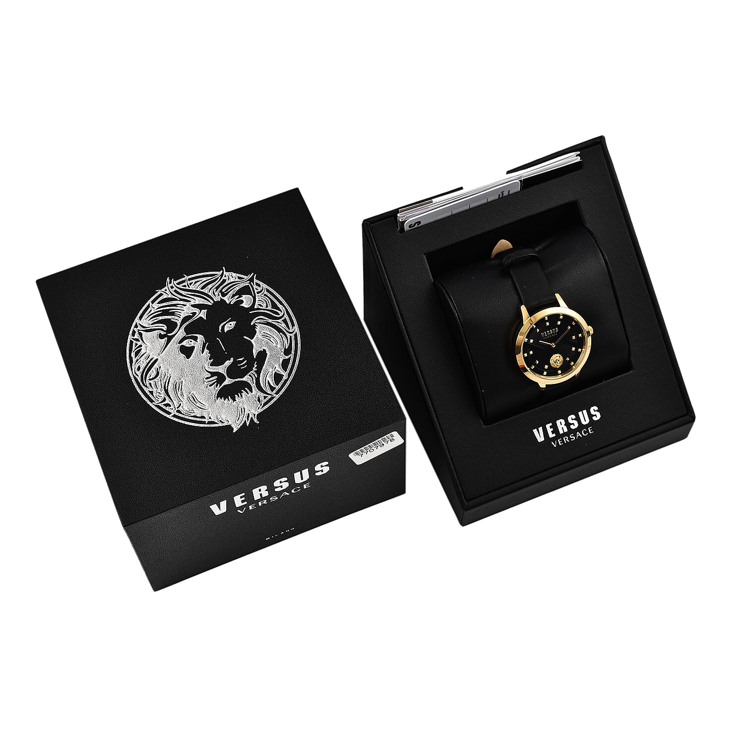 VERSACE VERSUS Black - Gold Watch With Genuine Leather Strap With Packaging