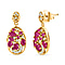 GP Celestial Collection - Ruby & Natural Zircon EASTER EGG Dangle Earrings in 18K Yellow Gold Vermeil Plated Sterling Silver 3.35 Ct.