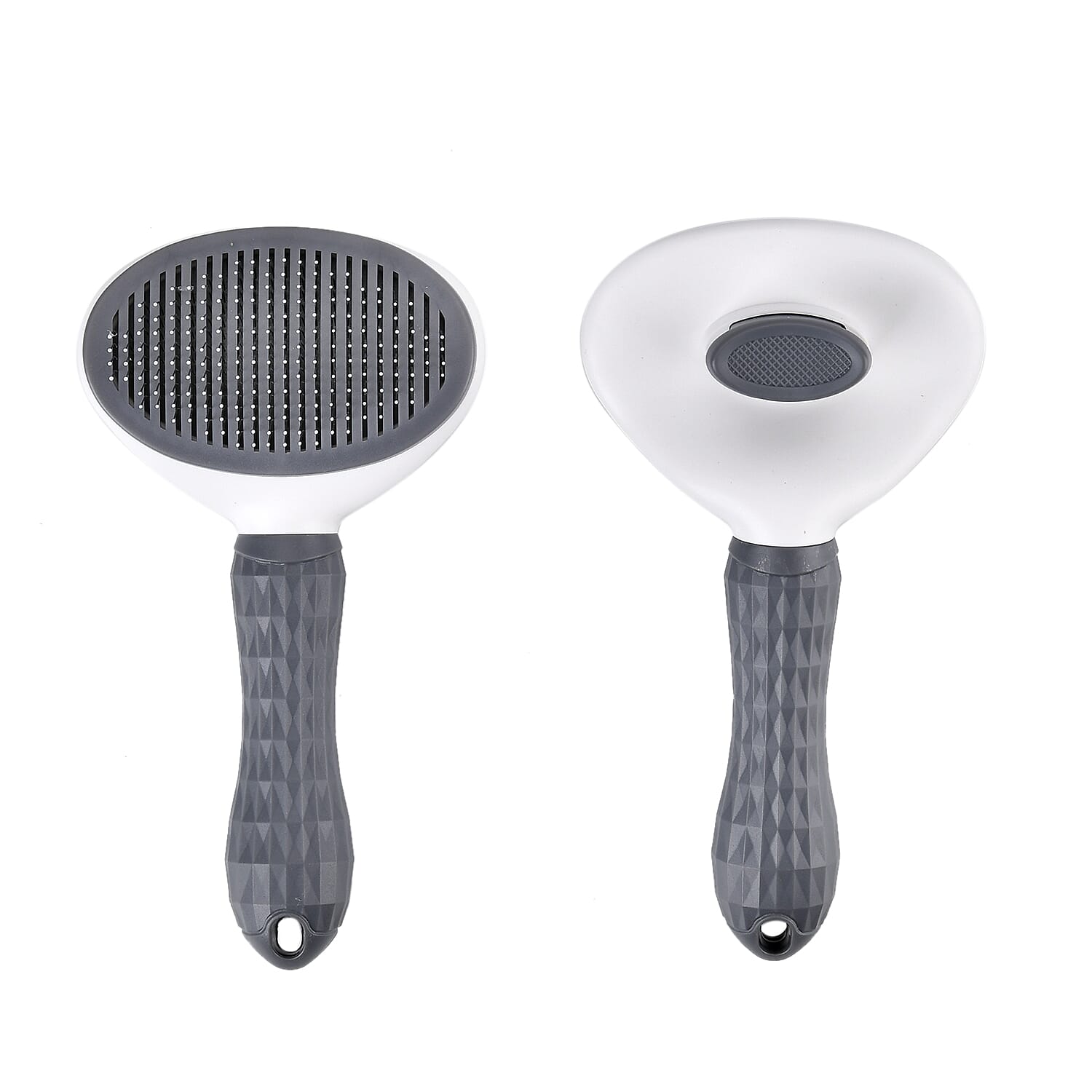 Set of 2 Pet Self-Cleaning Comb Grooming Brush for Dog and Cat - Grey