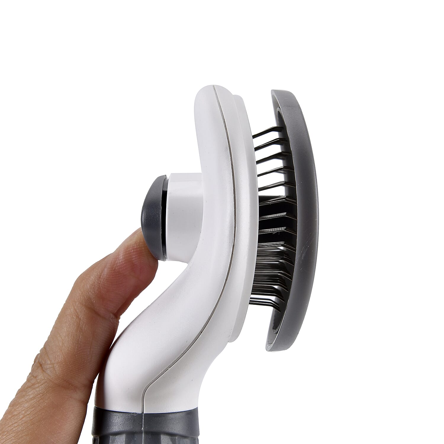 Set of 2 Pet Self-Cleaning Comb Grooming Brush for Dog and Cat - Grey