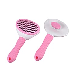Set of 2 Pet Self-Cleaning Comb Grooming Brush for Dog and Cat - Grey