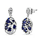 GP Celestial Collection - Masoala Sapphire & Natural Zircon EASTER EGG Dangle Earrings in Platinum Overlay Sterling Silver 3.00 Ct.